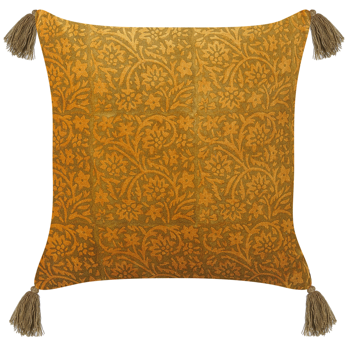 Dekokissen 2er Set RHEUM Samtstoff 45 x 45 cm Gelb Blumenmuster