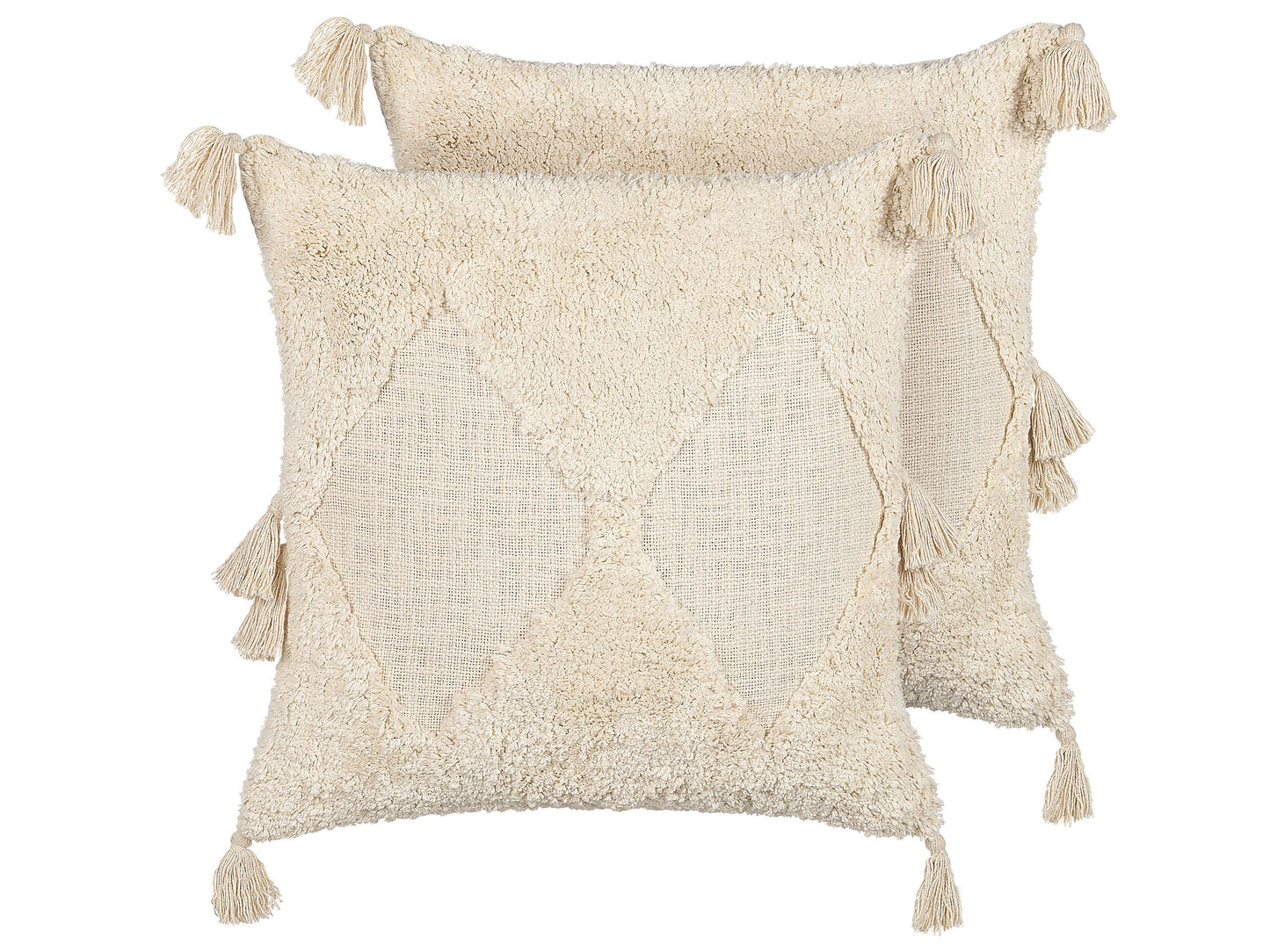 Dekokissen 2er Set AVIUM Baumwolle 45 x 45 cm Hellbeige Geometrisches Muster