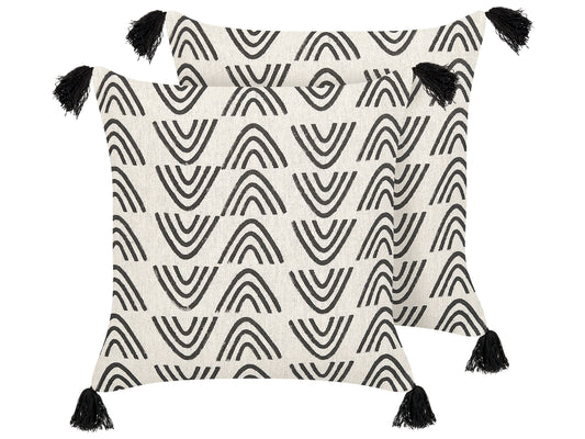 Dekokissen 2er Set MAYS Baumwolle 45 x 45 cm Weiss Geometrisches Muster