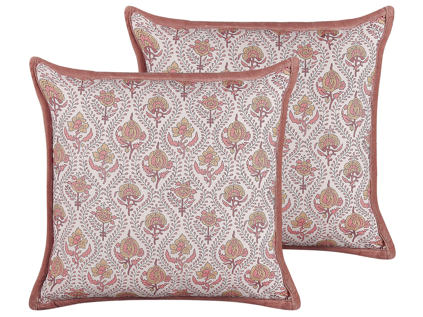 Dekokissen 2er Set PICEA Samtstoff 45 x 45 cm Rot Blumenmuster