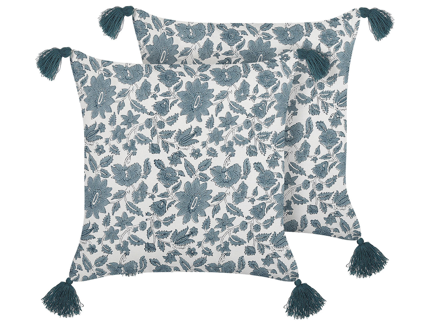 Dekokissen 2er Set RUMEX Baumwolle 45 x 45 cm Blau Blumenmuster