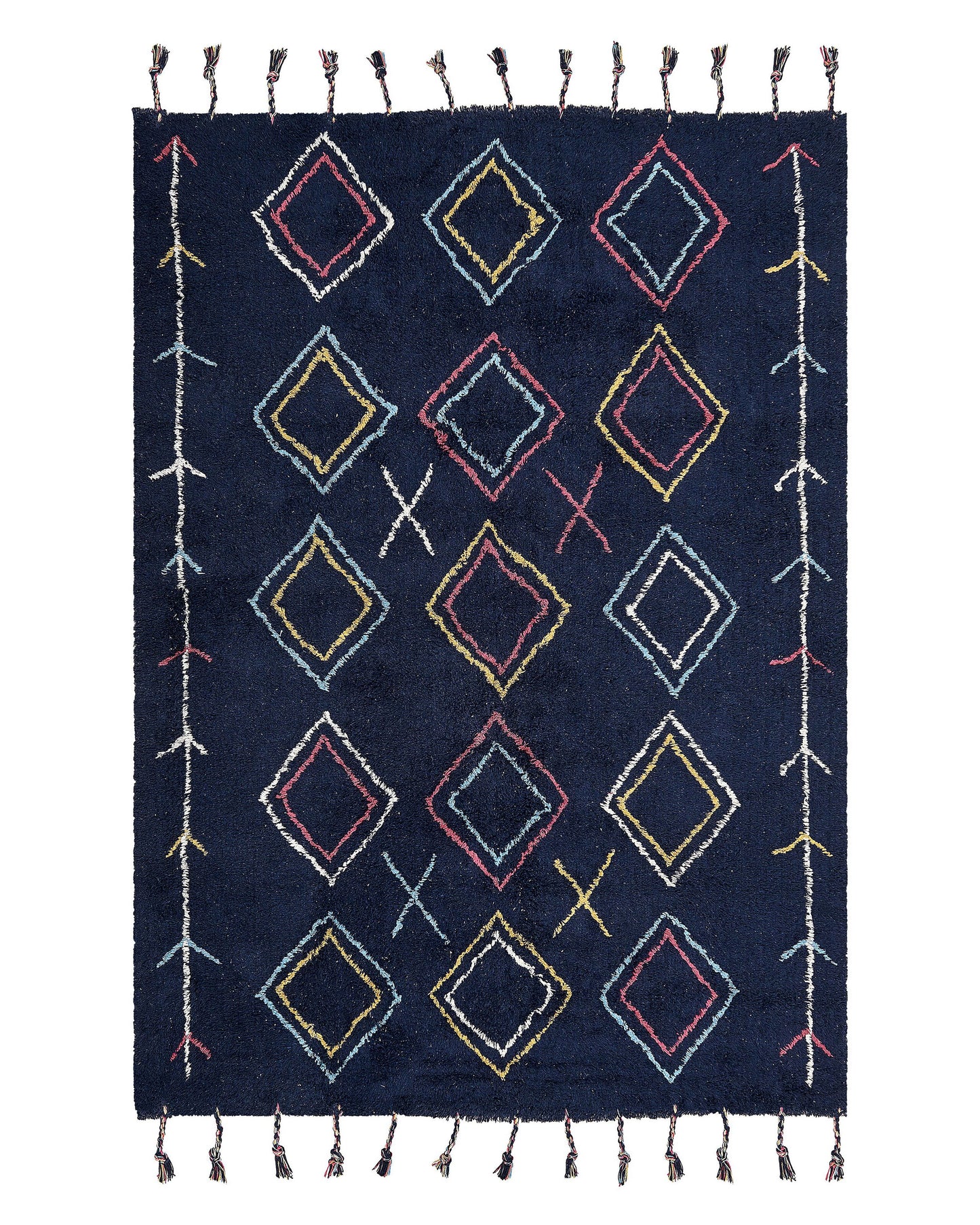 Teppich Baumwolle schwarz 140 x 200 cm geometrisches Muster CORUM