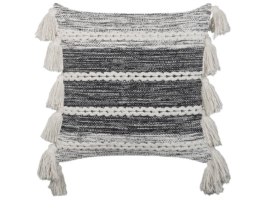 Dekokissen ROCHEA Baumwolle 45 x 45 cm Schwarz Streifenmuster