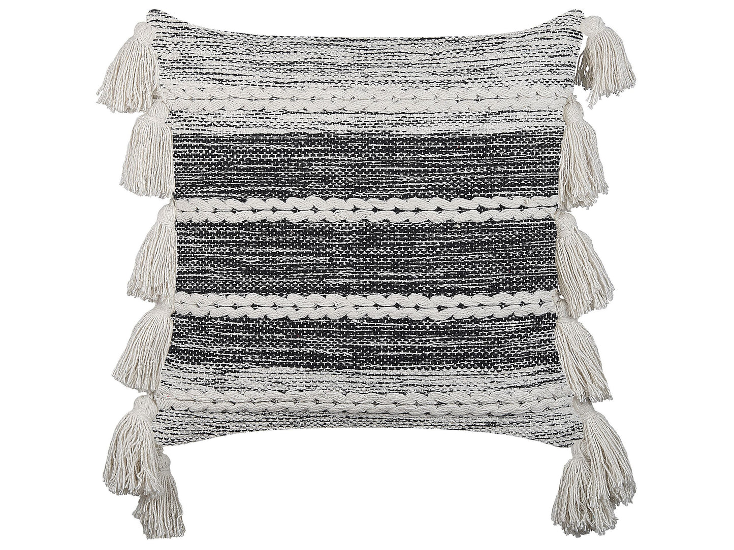Dekokissen ROCHEA Baumwolle 45 x 45 cm Schwarz Streifenmuster