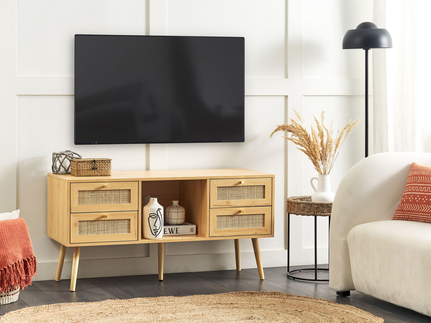 TV-Möbel PEROTE Rattan Hellbraun