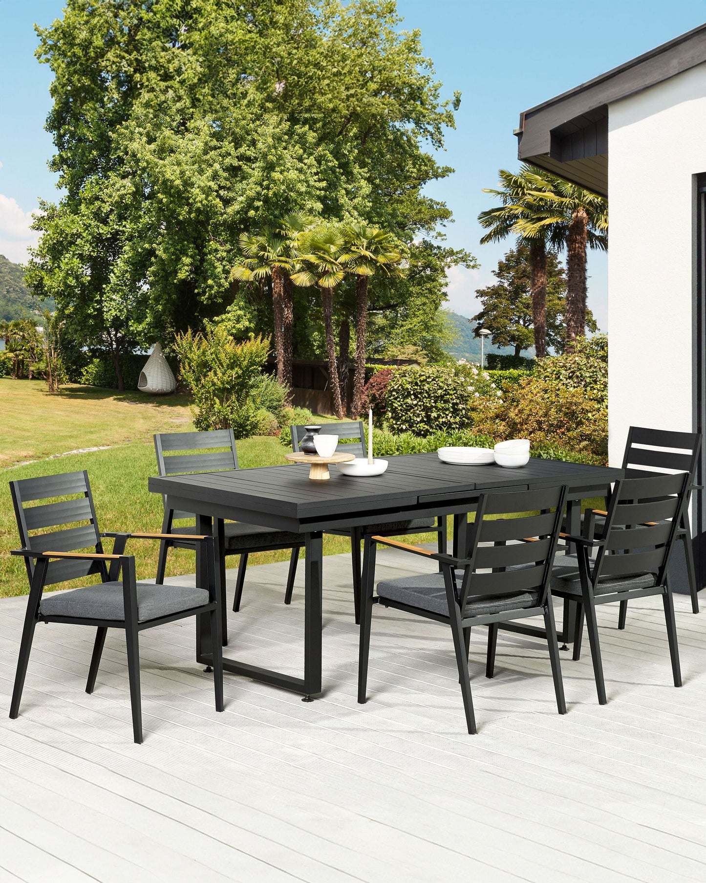 Set mit 6 Stühlen und Sitzkissen TAVIANO Metall Schwarz