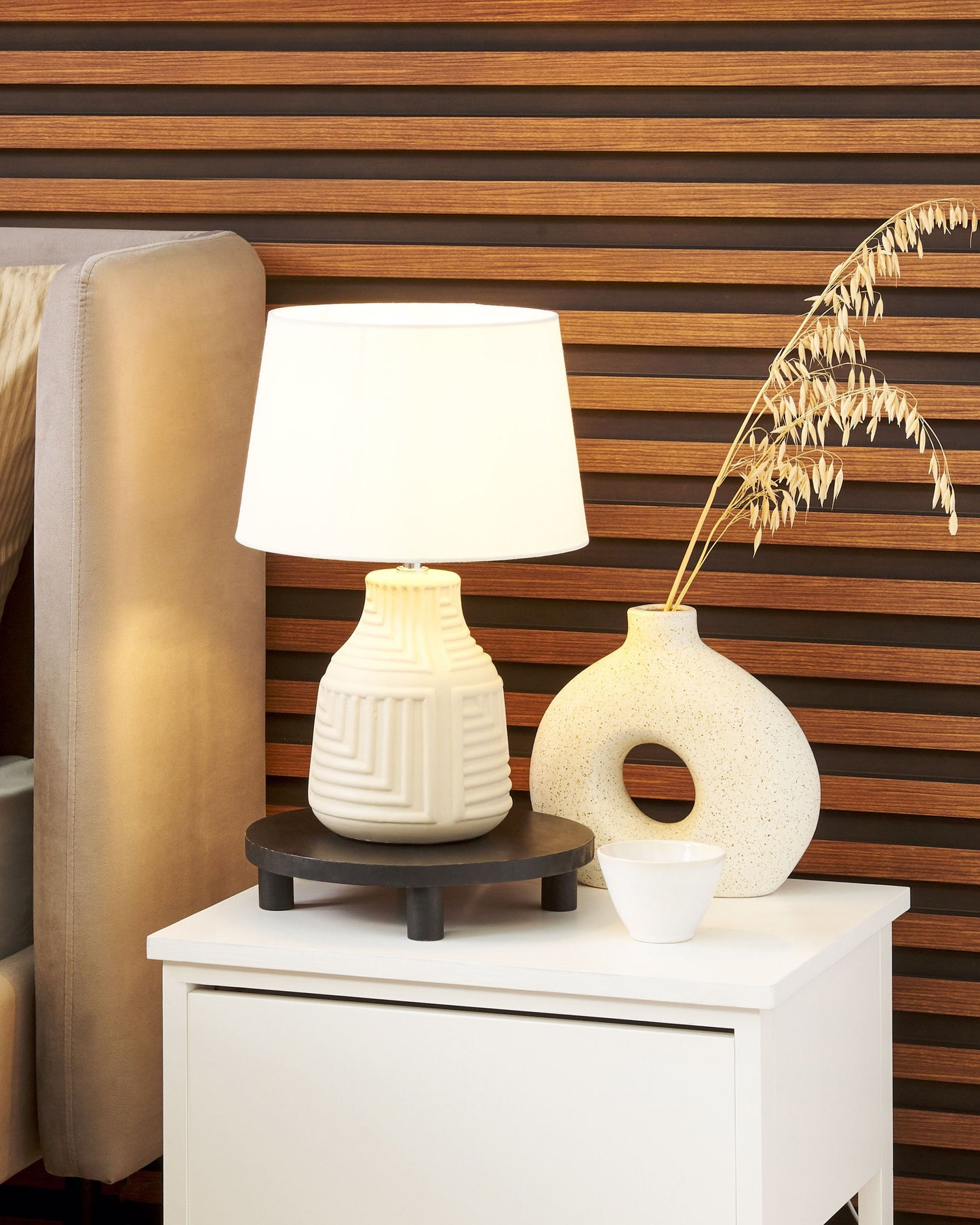 Tischlampe aus Keramik Beige OZAMA