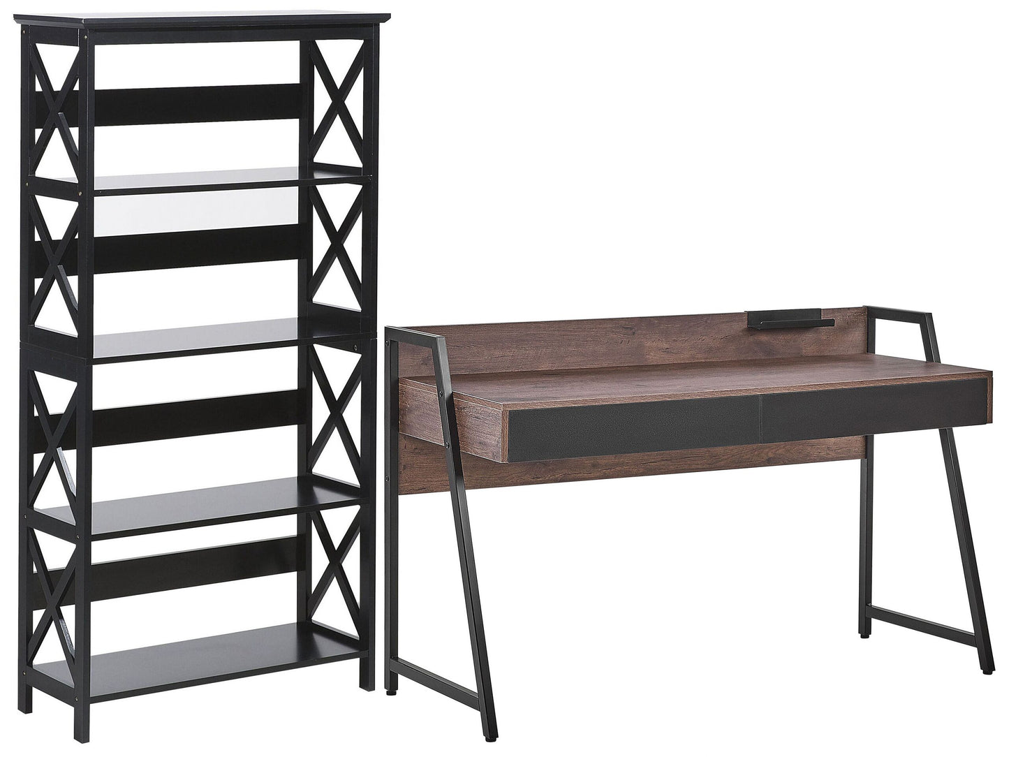 Büromöbel-Set dunkler Holzfabton / schwarz FOSTER/HARWICH