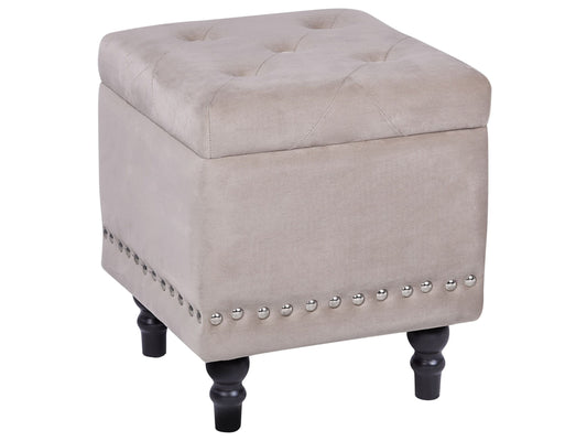 Hocker mit Stauraum Samtstoff beige LORETTO