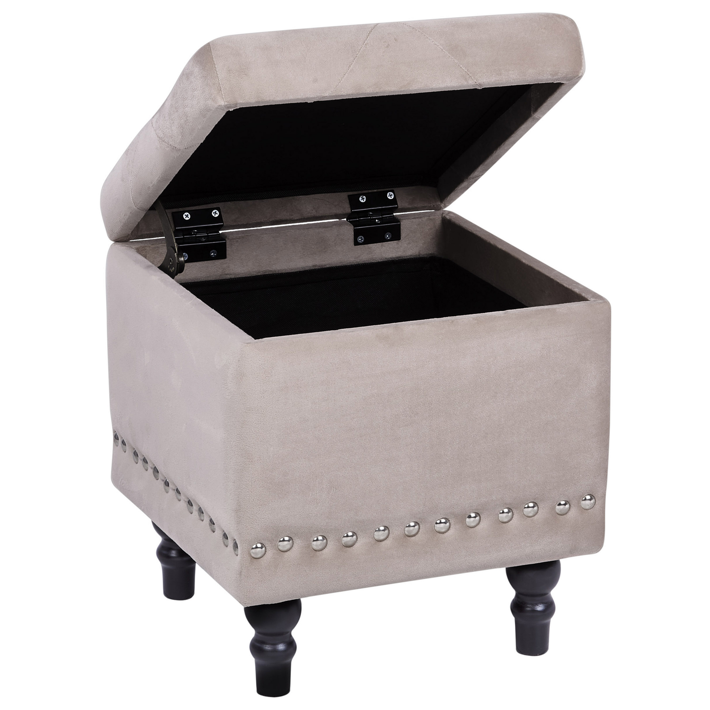 Hocker mit Stauraum Samtstoff beige LORETTO