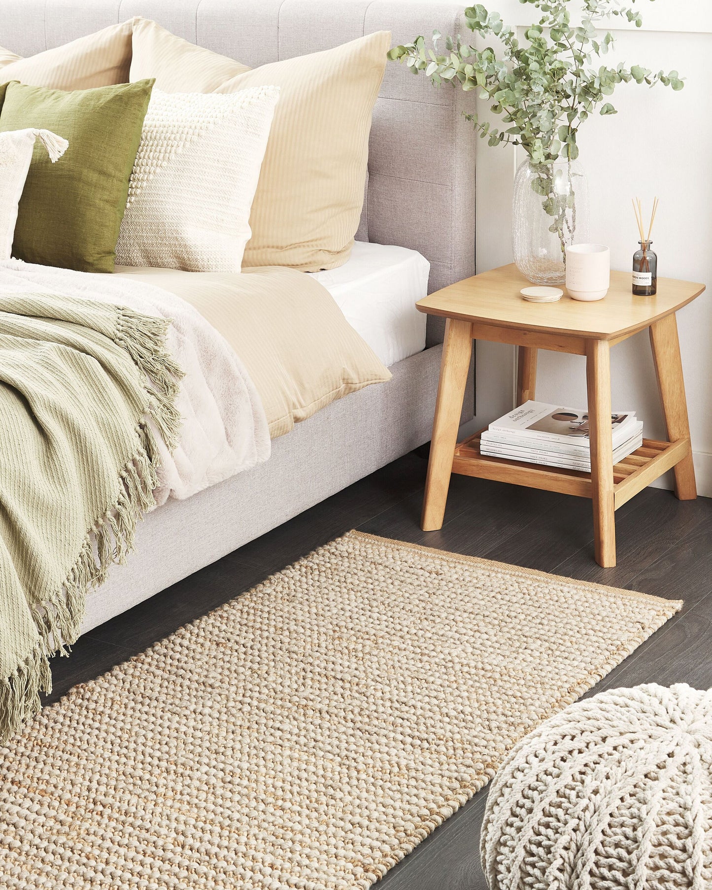 Teppich Wolle beige 80 x 150 cm Kurzflor BANOO