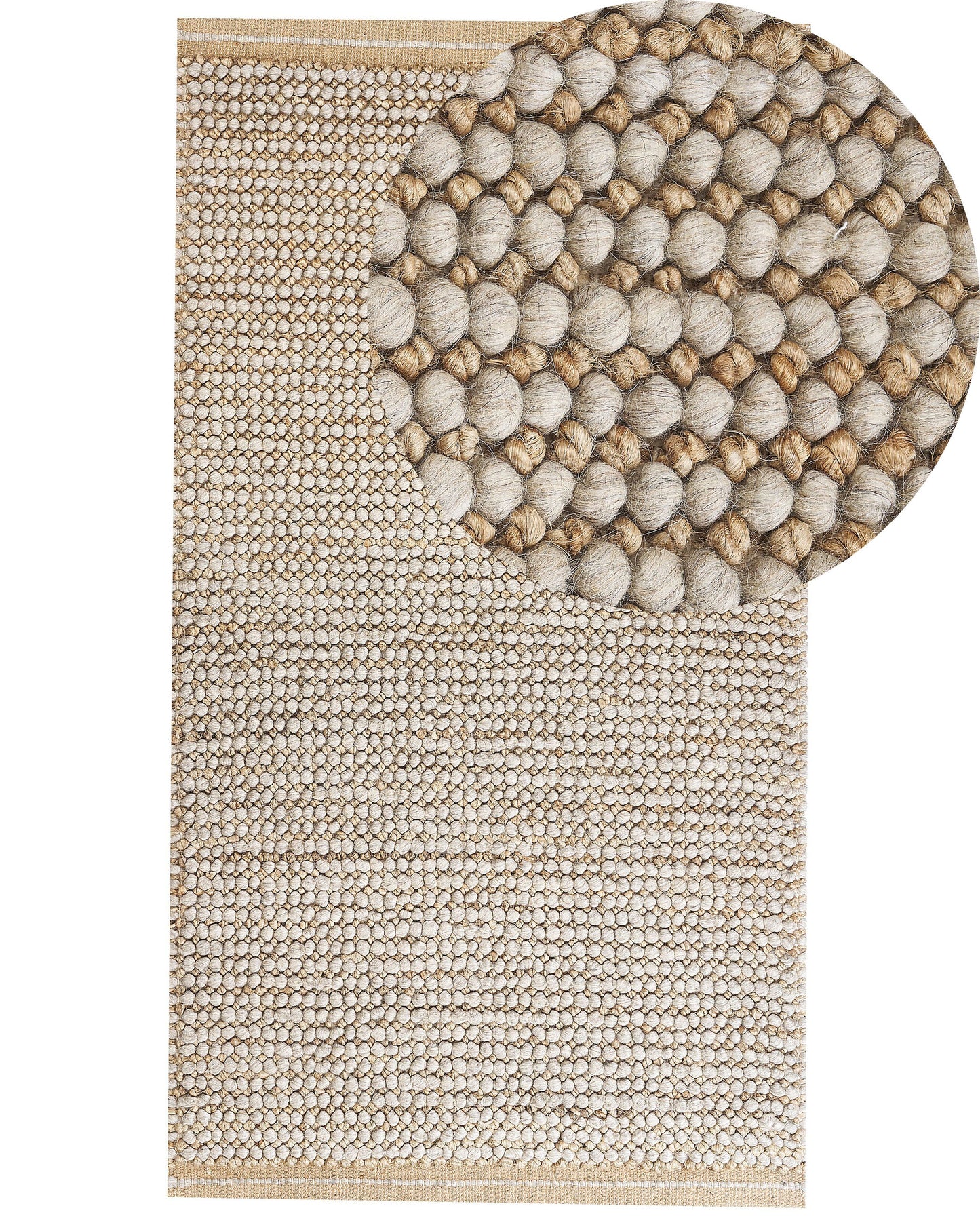 Teppich Wolle beige 80 x 150 cm Kurzflor BANOO