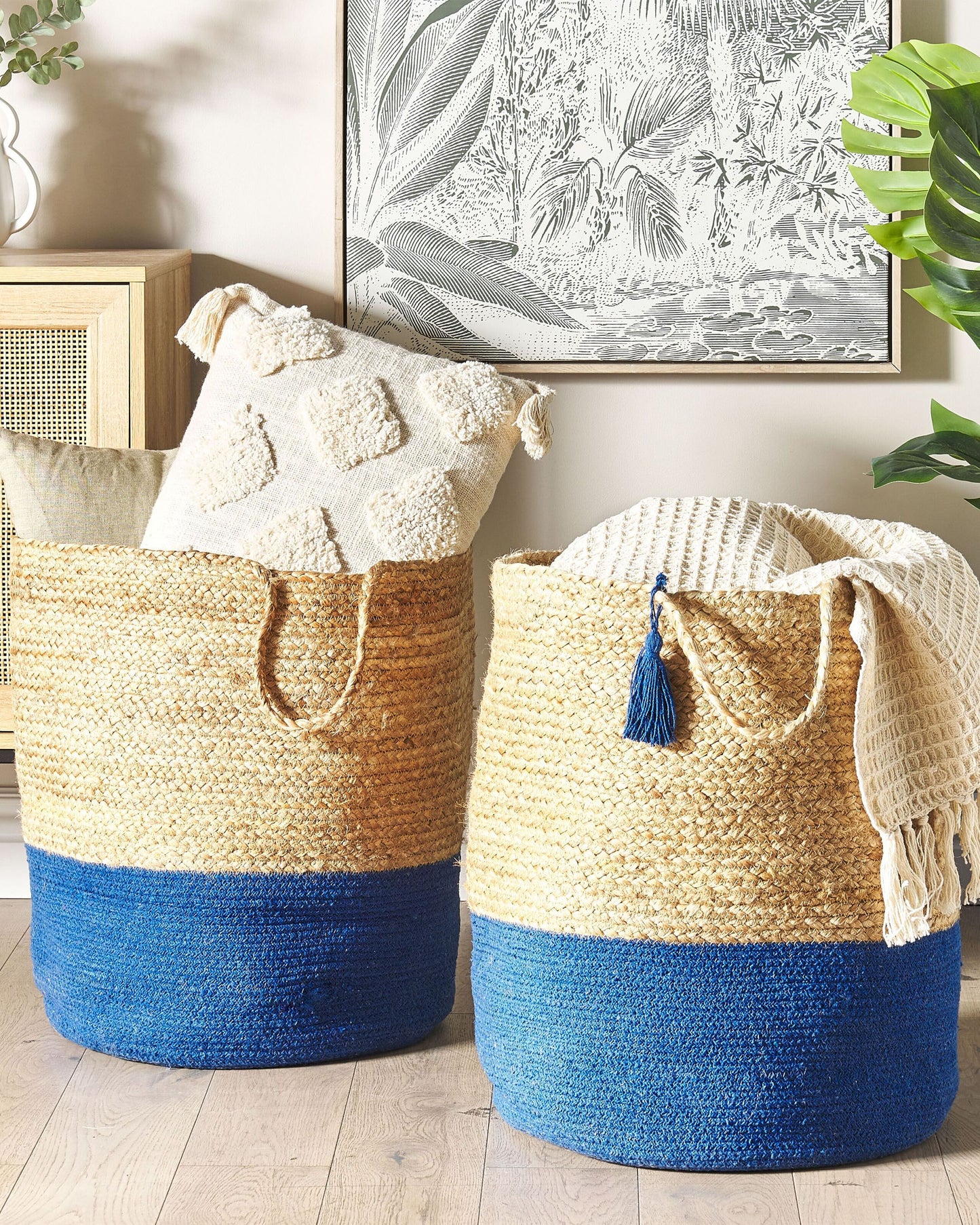 Aufbewahrungskorb Jute marineblau / beige 2er Set GAJAR