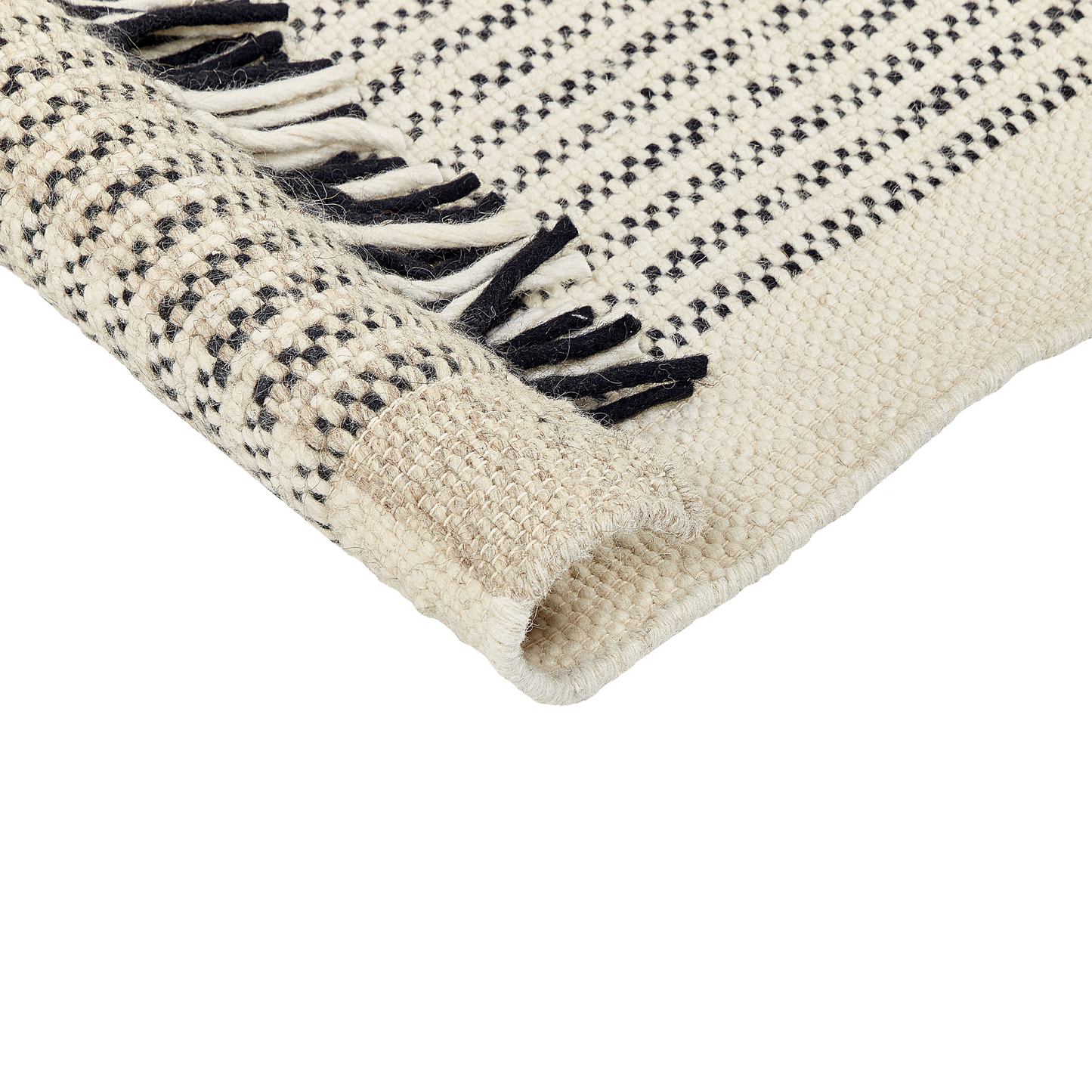 Teppich Wolle beige / schwarz 140 x 200 cm Kurzflor DIVARLI
