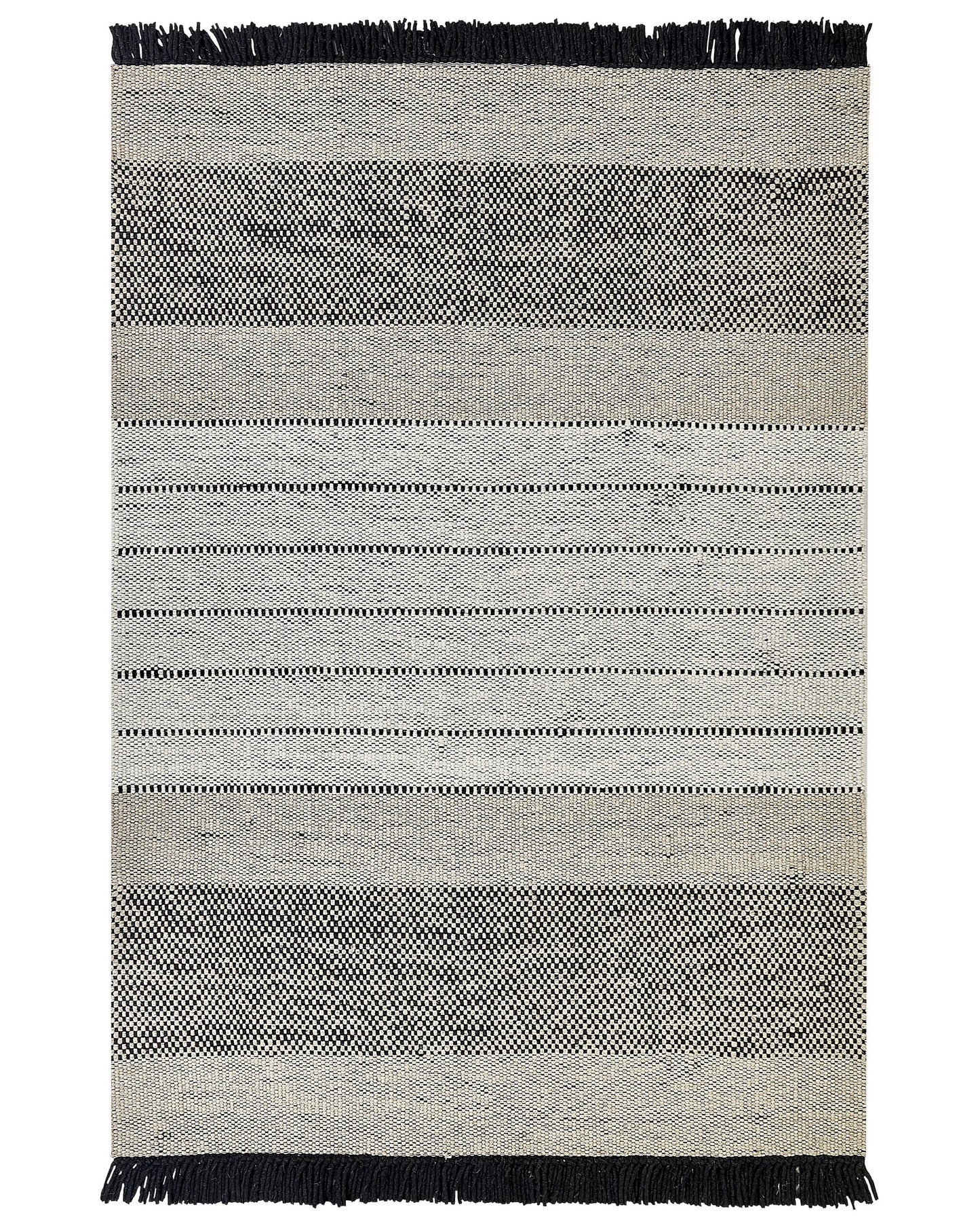Teppich Wolle beige / schwarz 160 x 230 cm Kurzflor YAZLIK