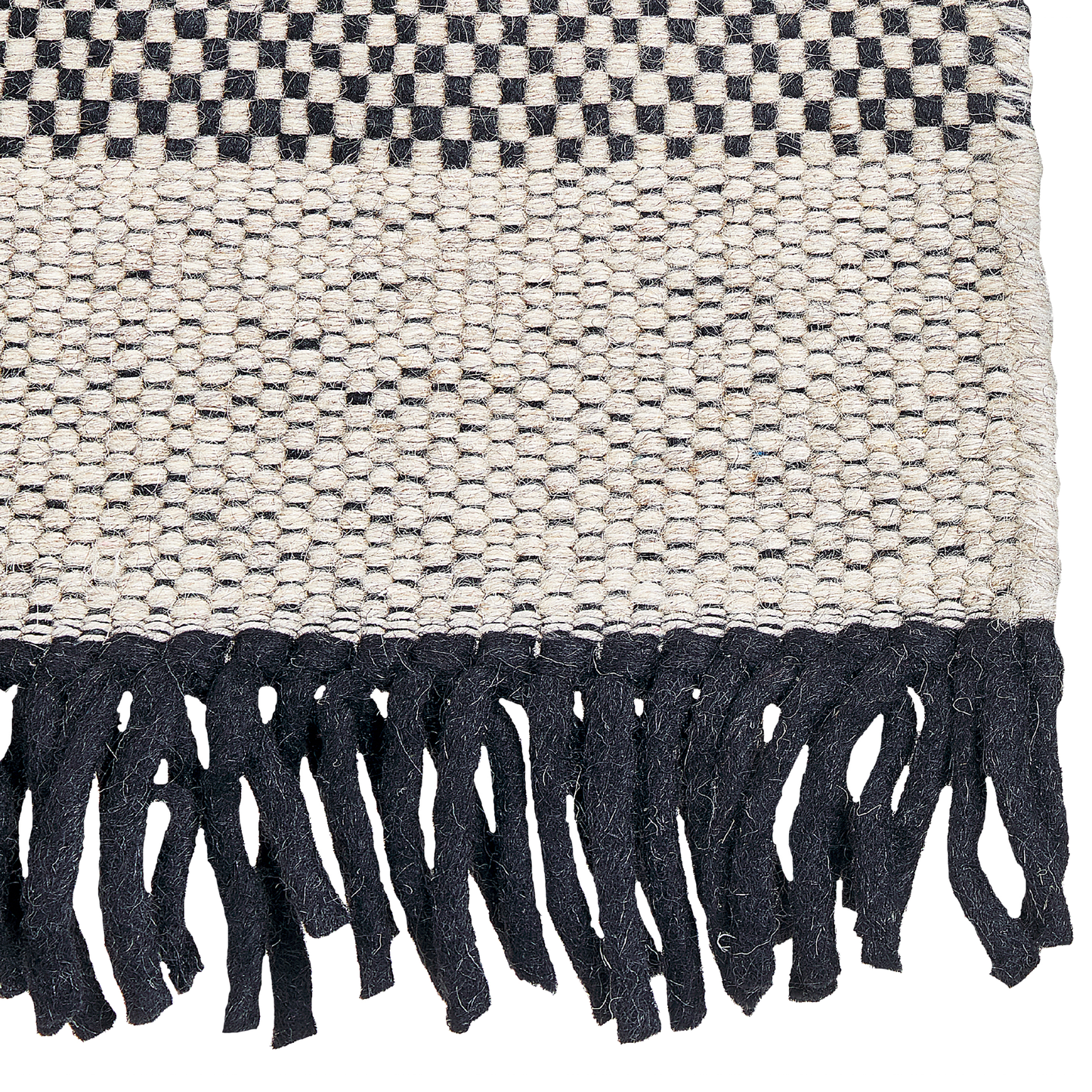 Teppich Wolle beige / schwarz 160 x 230 cm Kurzflor YAZLIK