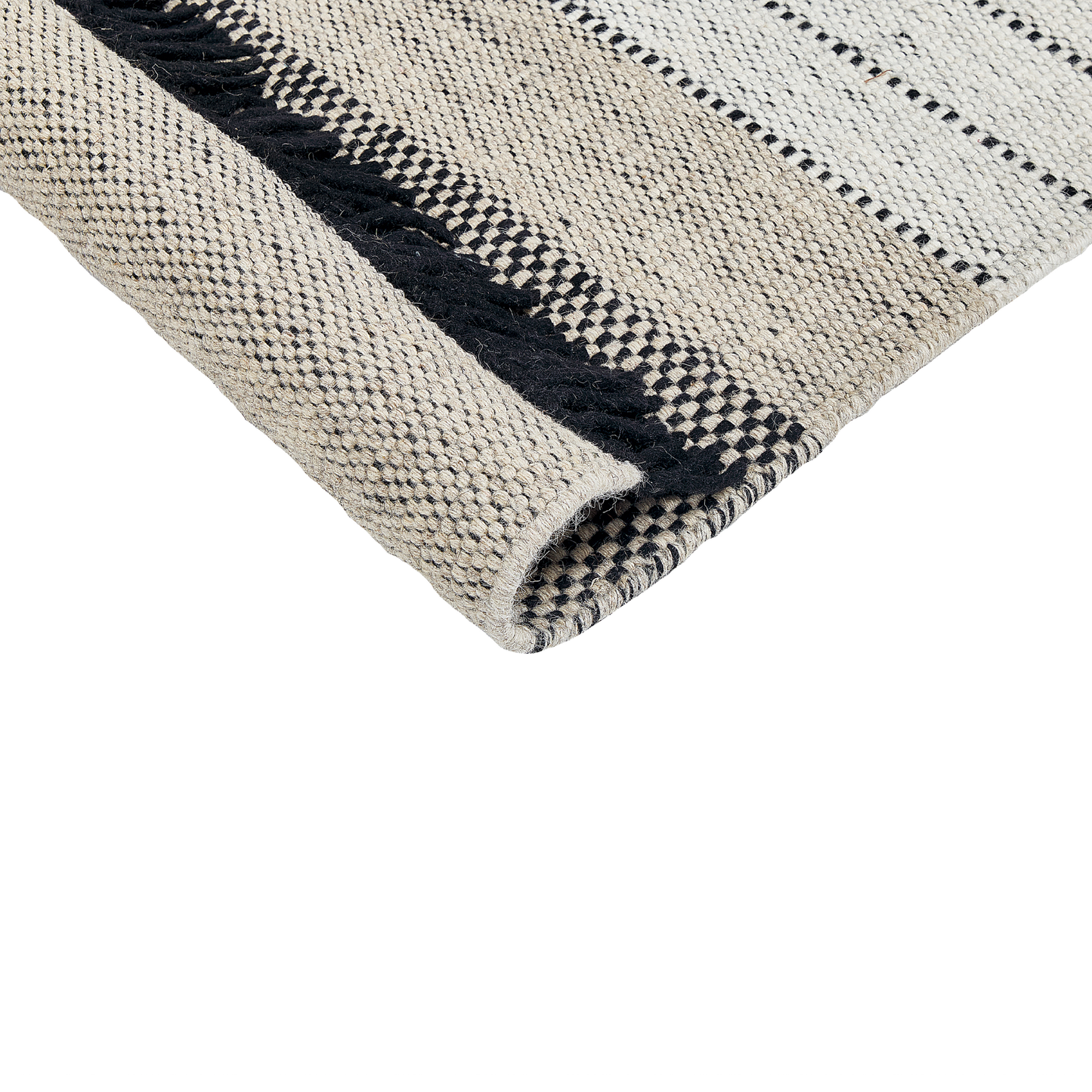 Teppich Wolle beige / schwarz 160 x 230 cm Kurzflor YAZLIK