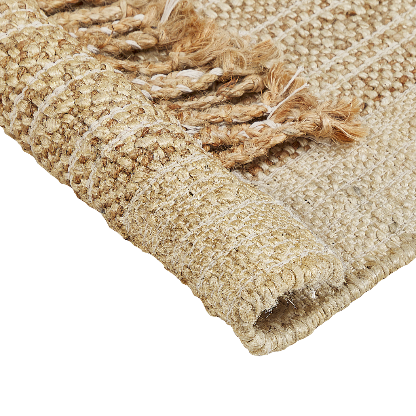 Teppich Jute sandbeige 80 x 150 cm geometrisches Muster Kurzflor ORTAOBA