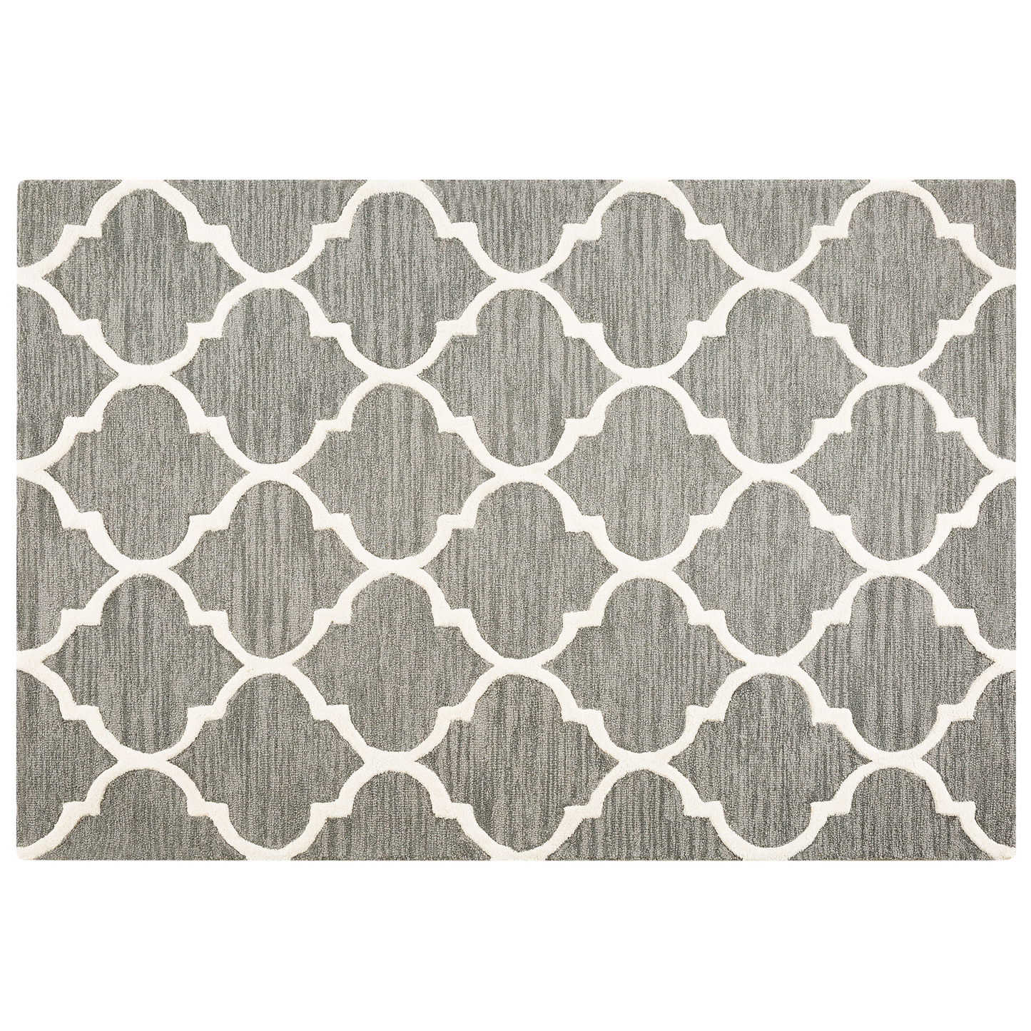 Teppich Wolle grau 140 x 200 cm marokkanisches Muster Kurzflor YALOVA