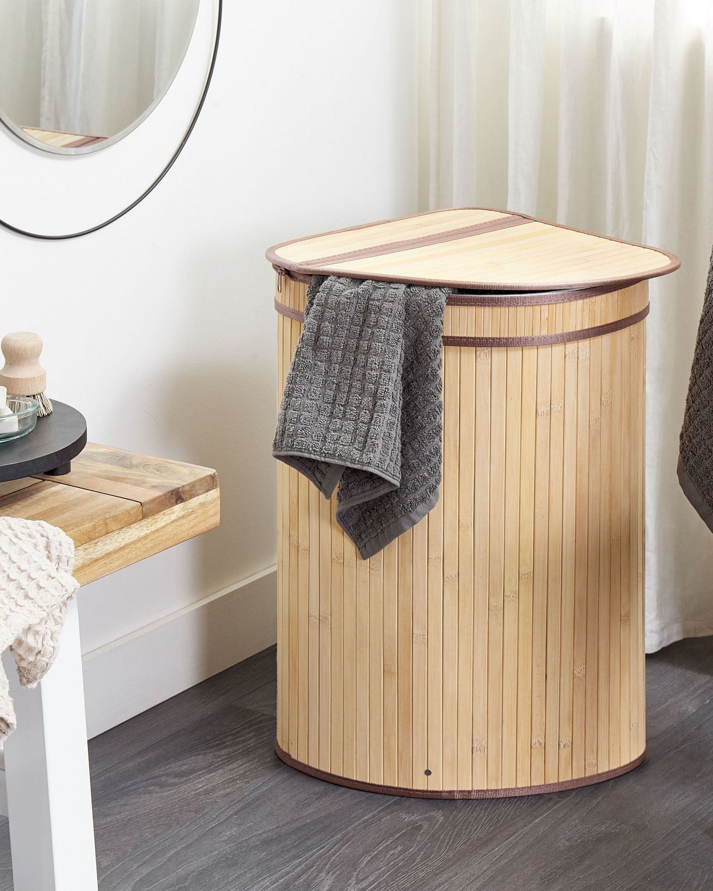 Korb mit Deckel Bambusholz hellbraun eckig BADULLA