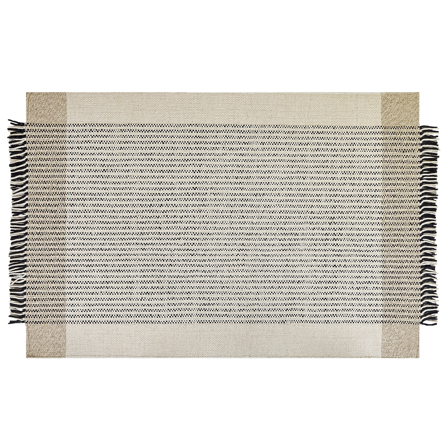 Teppich Wolle beige / schwarz 140 x 200 cm Kurzflor DIVARLI