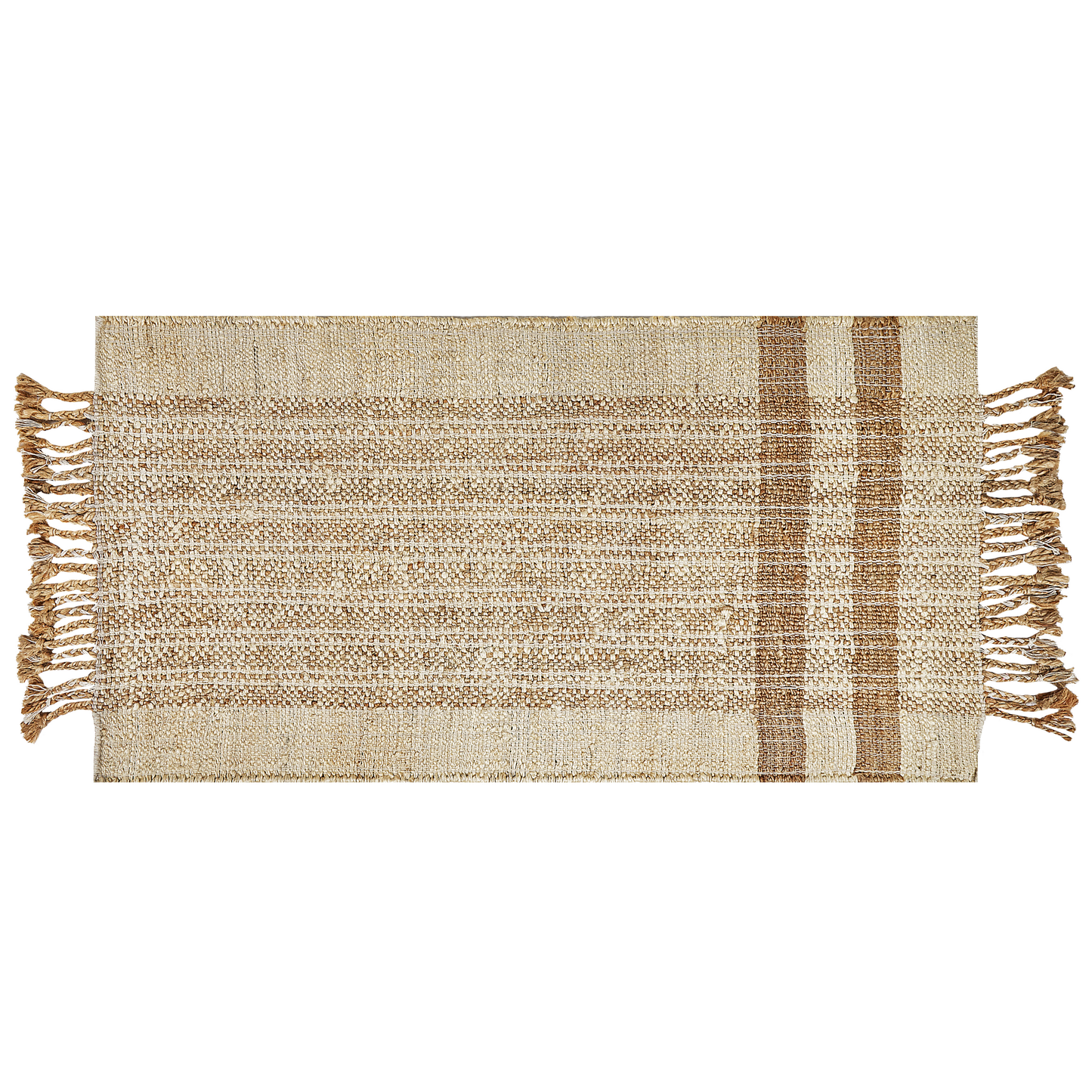 Teppich Jute sandbeige 80 x 150 cm geometrisches Muster Kurzflor ORTAOBA