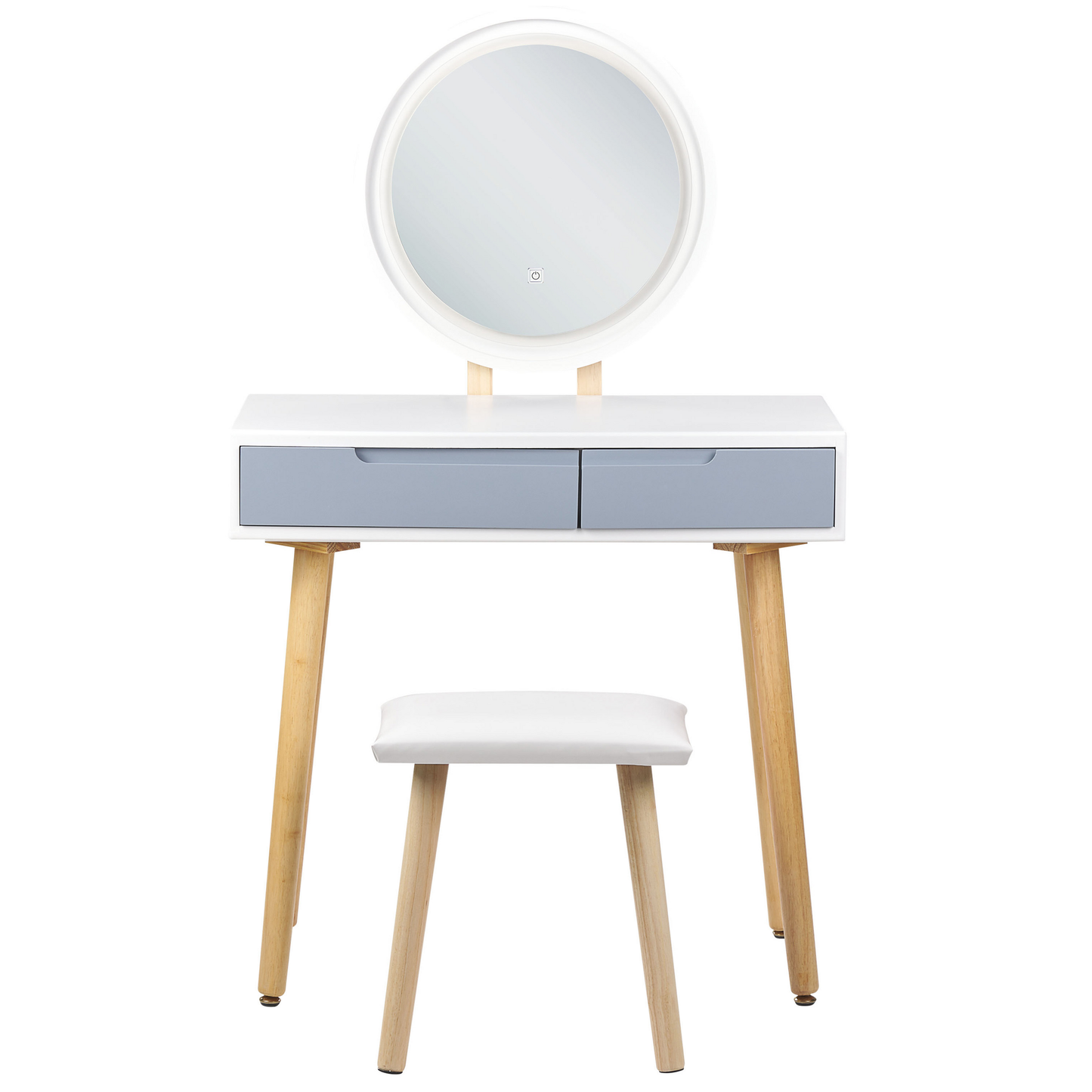 Schminktisch mit Spiegel und Hocker JOSSELIN LED Weiss