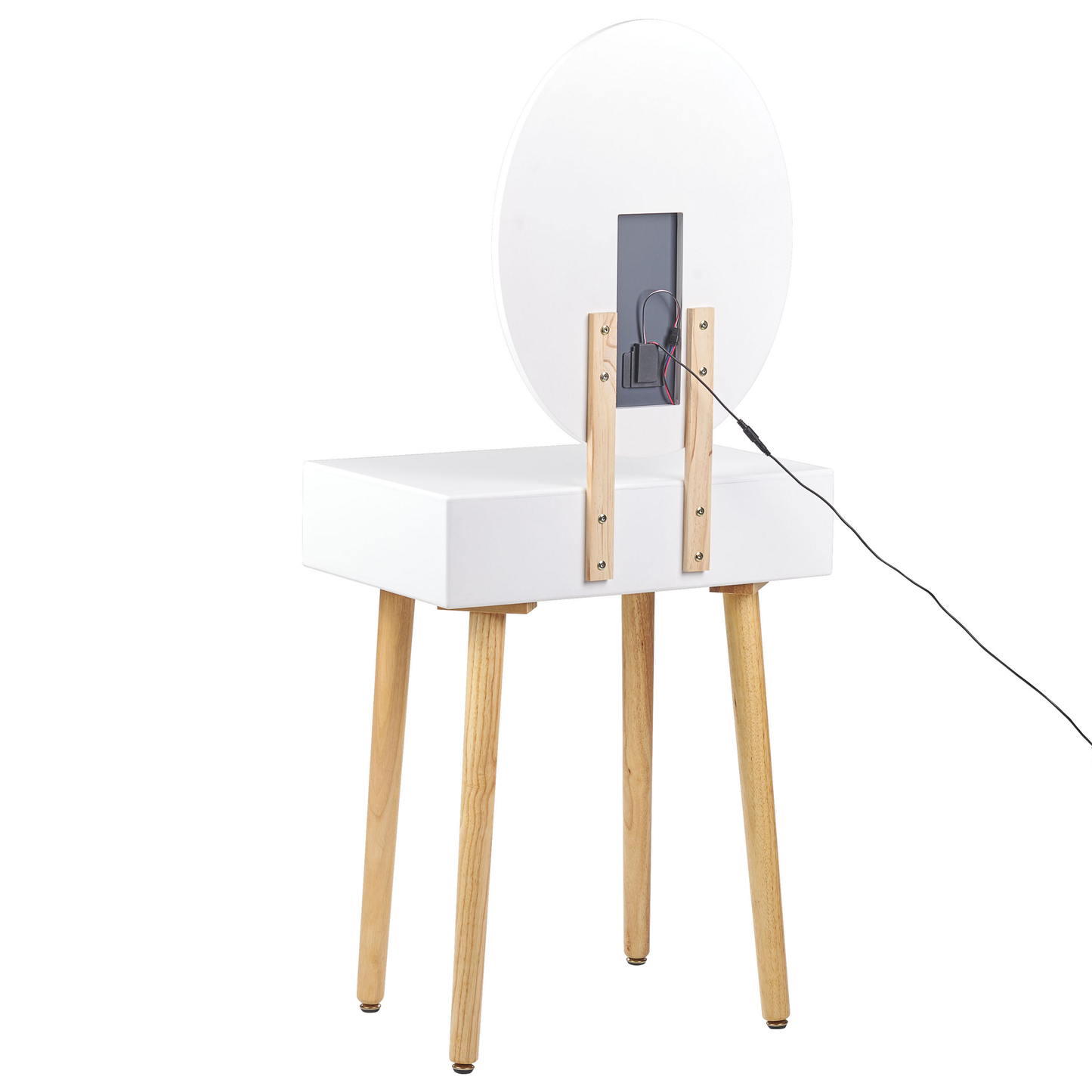 Schminktisch mit 1 Schublade, LED-Spiegel und Hocker weiss/grau VESOUL