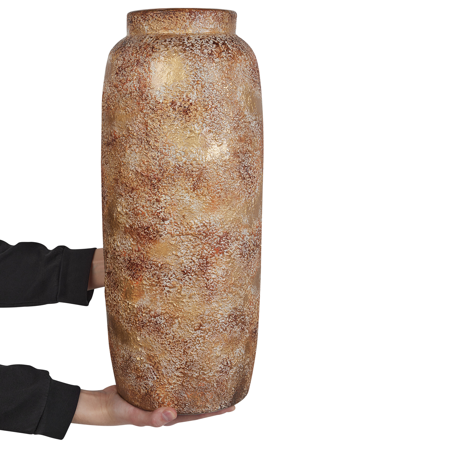 Dekovase Zylinder ITANOS handgefertigt Terrakotta 53 cm Hellbraun