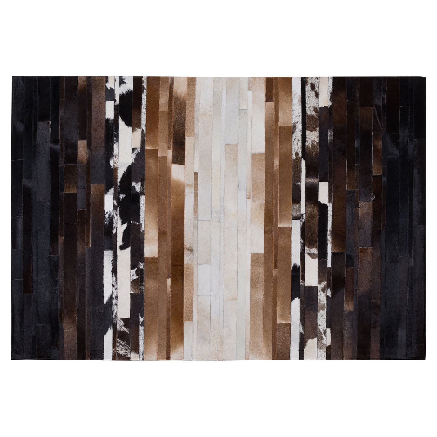 Teppich Kuhfell schwarz-beige 140 x 200 cm Patchwork Kurzflor DALYAN
