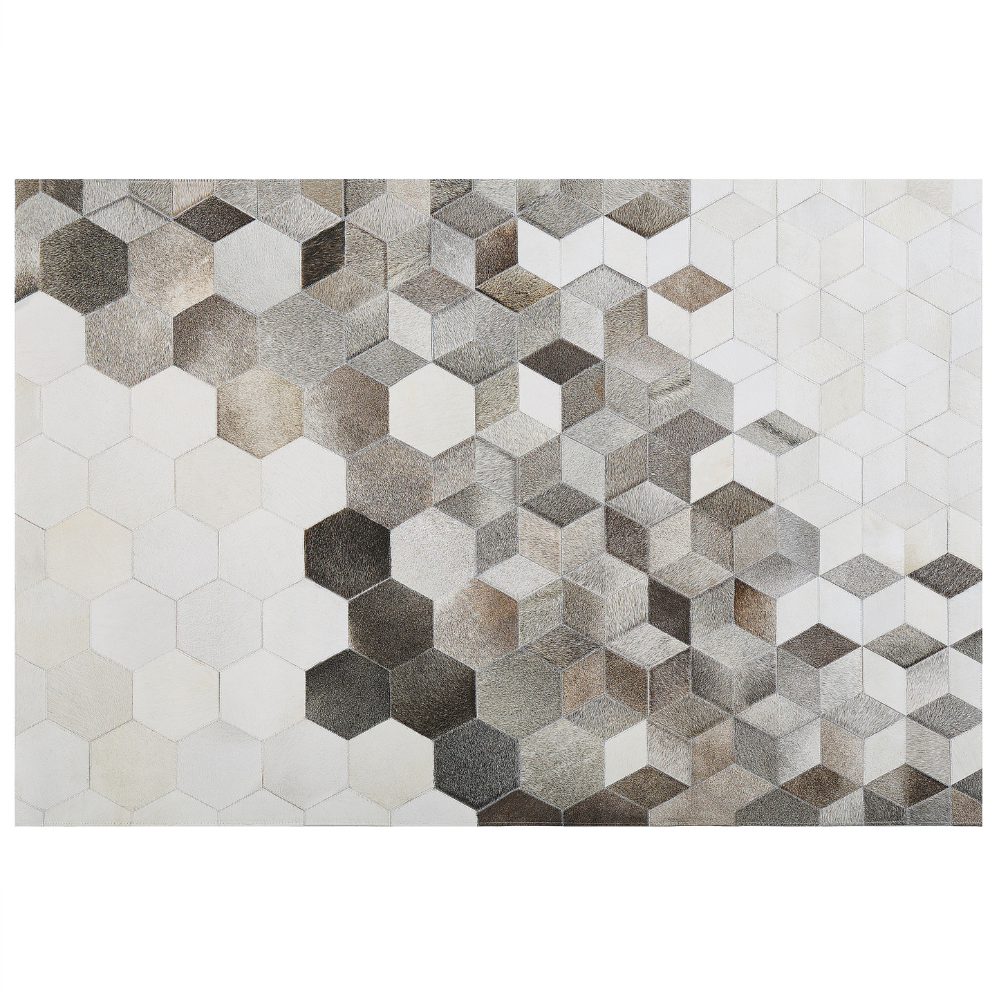 Teppich Kuhfell grau / weiss 140 x 200 cm geometrisches Muster Kurzflor SASON