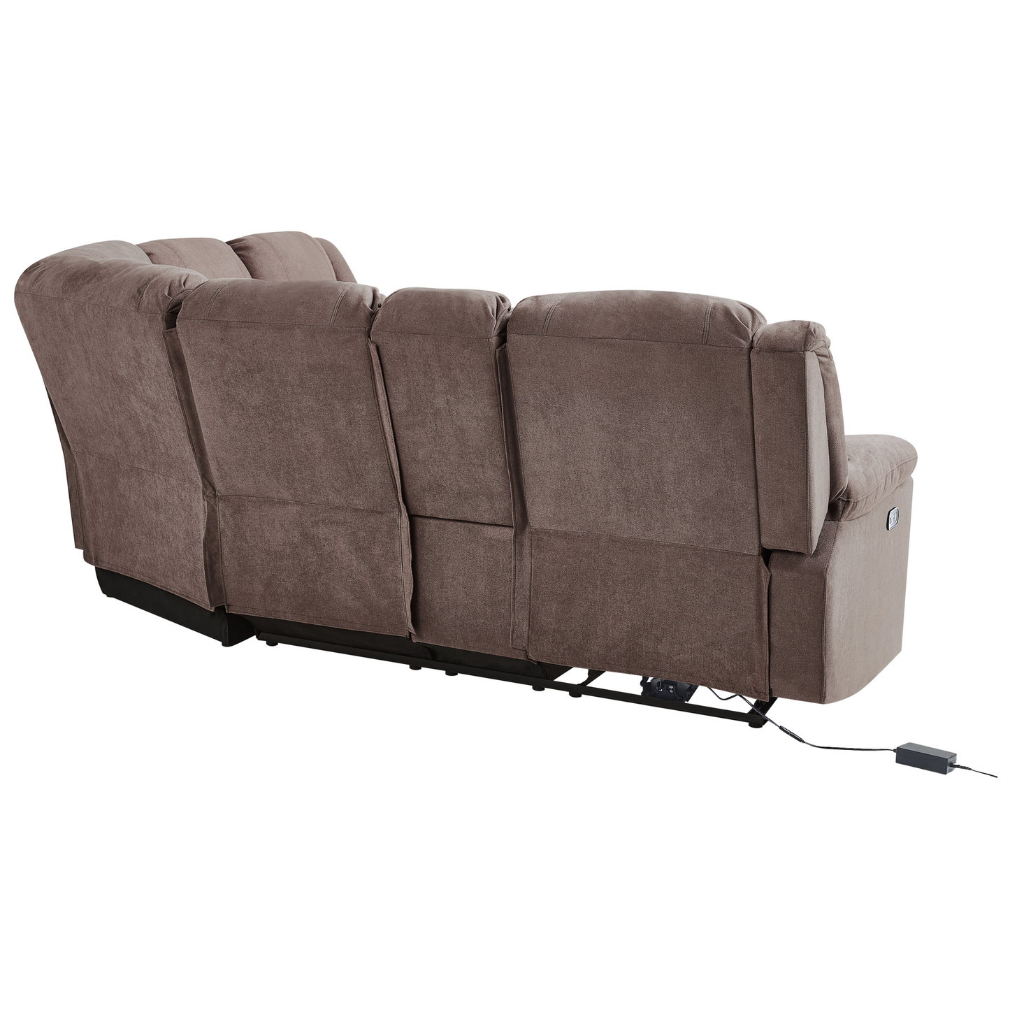 5-Sitzer Ecksofa Stoff elektrisch verstellbar USB-Port taupe ROKKE