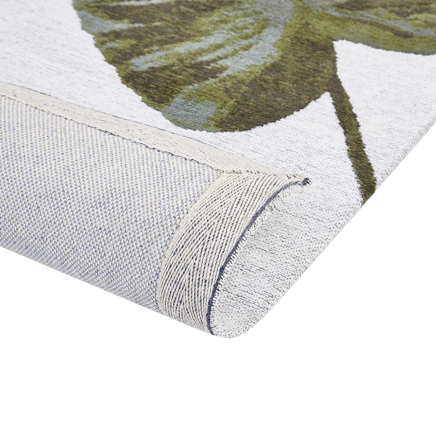 Teppich Baumwolle grün 200 x 300 cm Blättermuster Kurzflor BARZAH