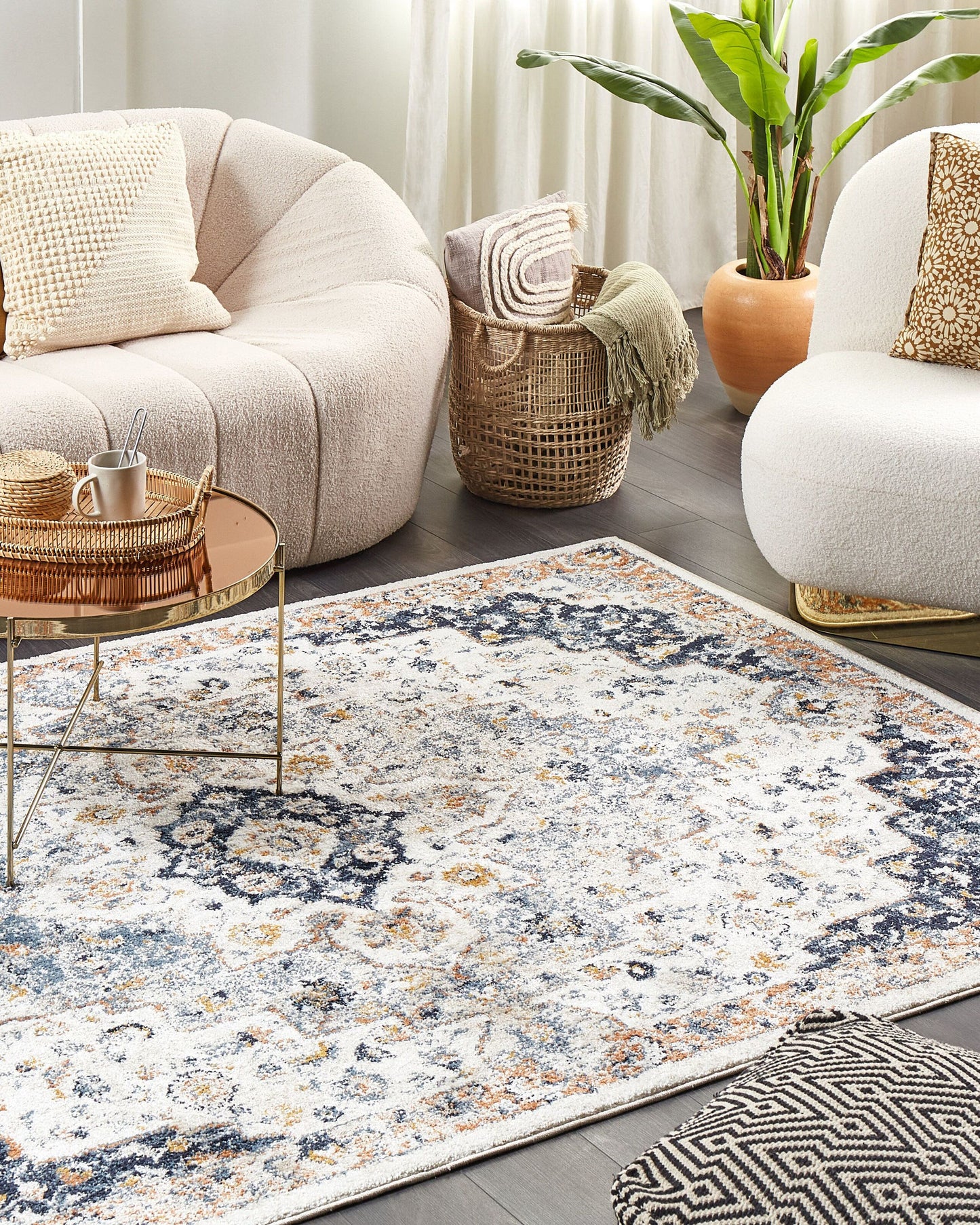 Teppich mehrfarbig 160 x 230 cm orientalisches Muster Kurzflor HERMON