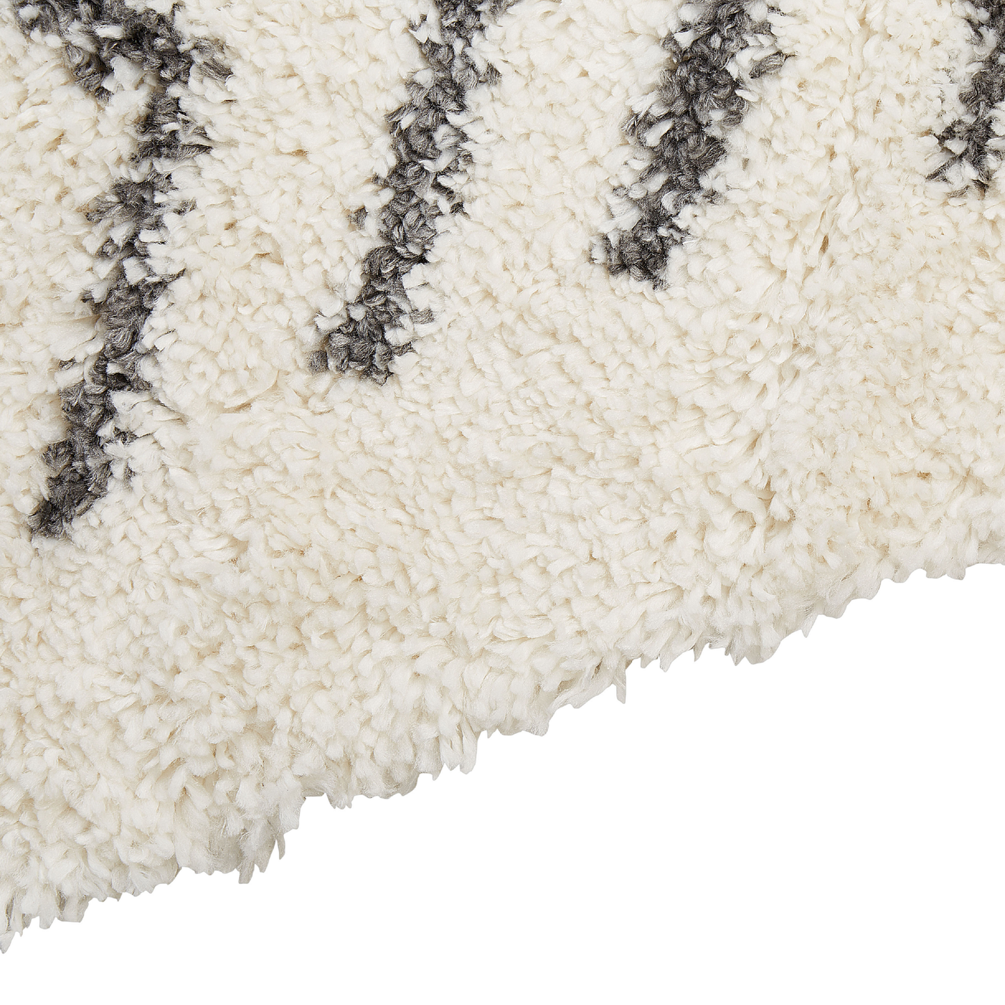 Teppich weiss / grau 80 x 300 cm geometrisches Muster Shaggy AYRUM