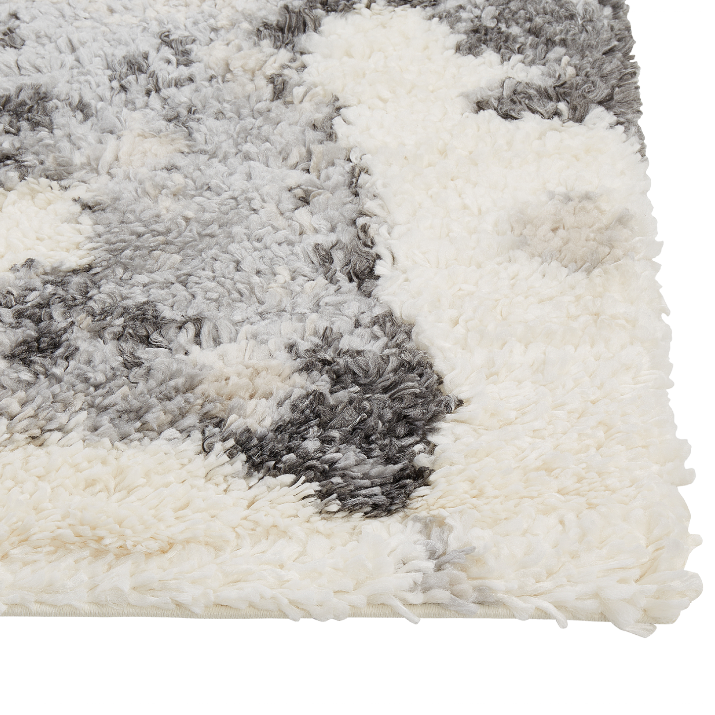 Teppich weiss / grau geometrisches Muster 80 x 150 cm Shaggy SEVAN