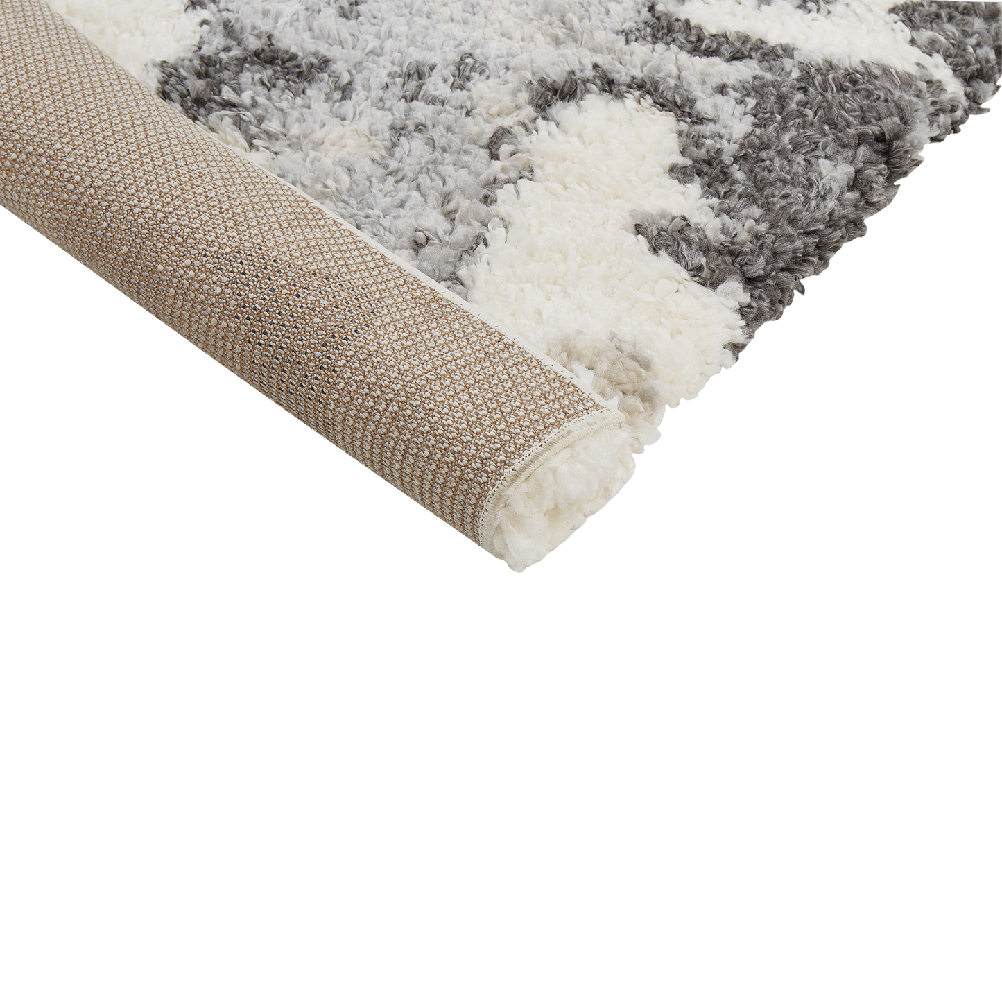 Teppich weiss / grau geometrisches Muster 80 x 150 cm Shaggy SEVAN