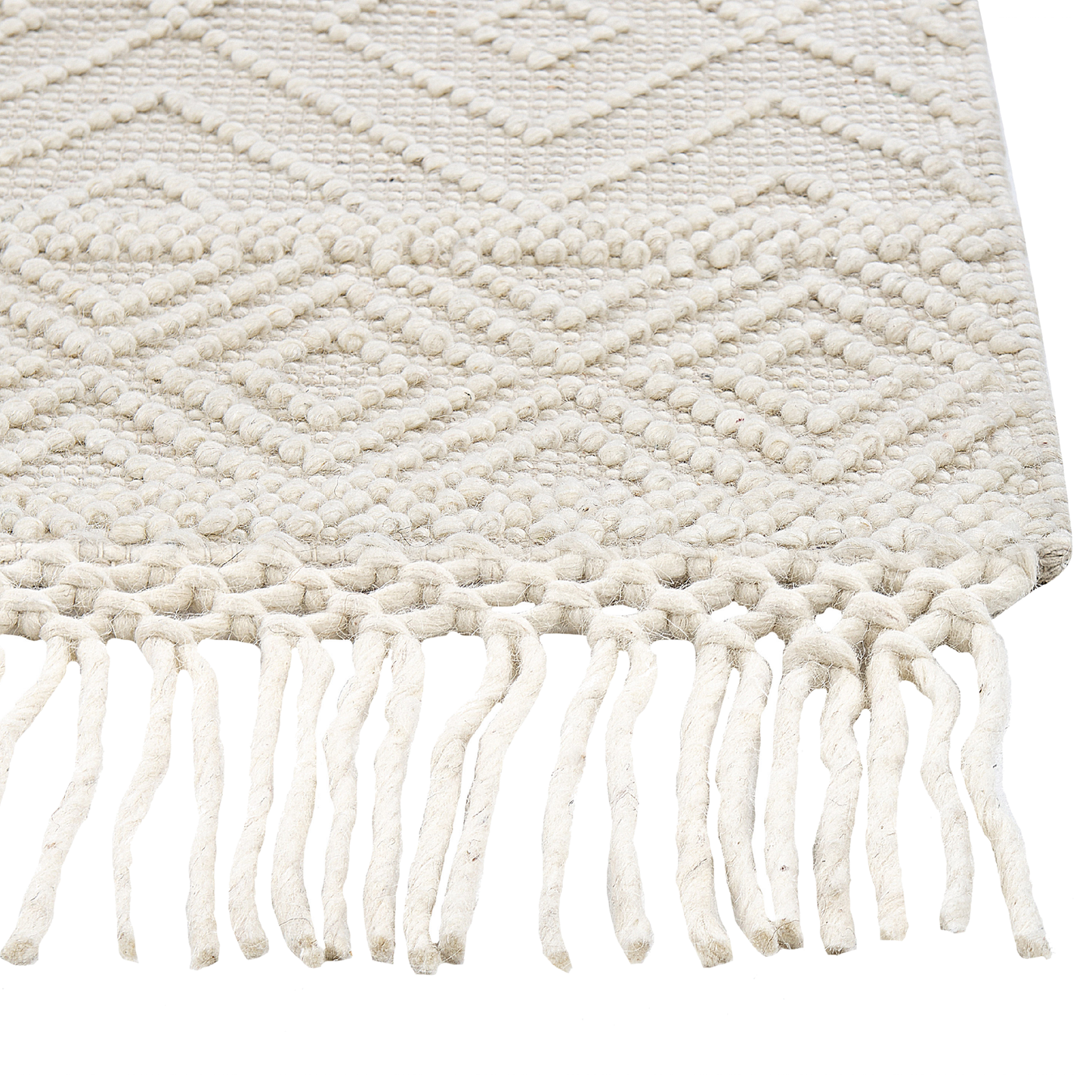 Teppich Wolle beige 160 x 230 cm geometrisches Muster DARENDE