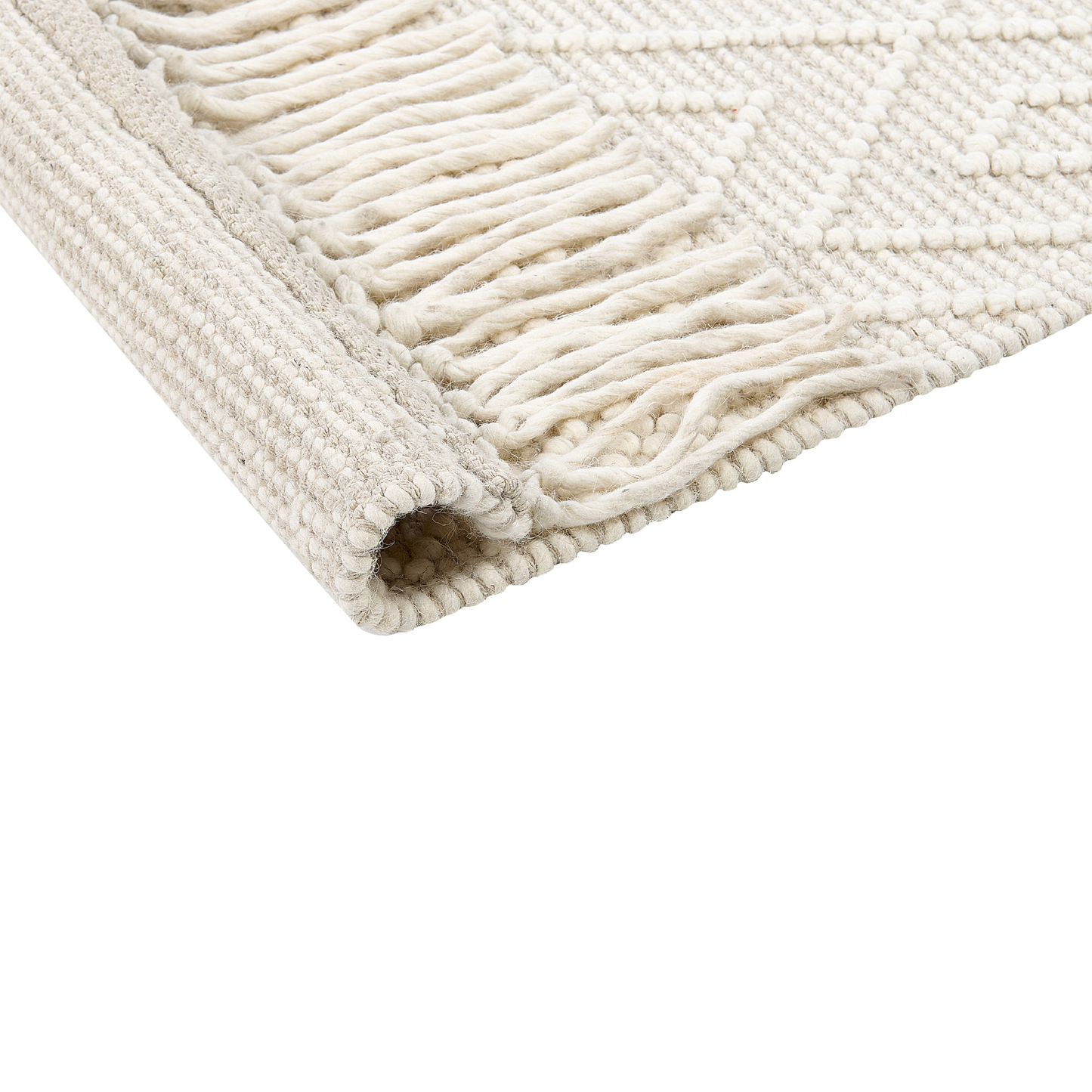 Teppich Wolle beige 160 x 230 cm geometrisches Muster DARENDE