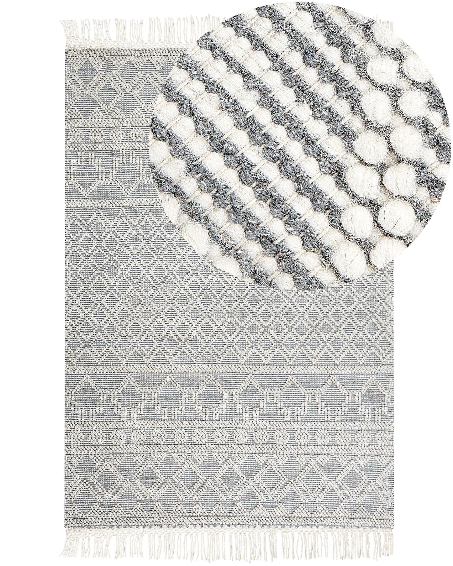 Teppich Wolle beige / grau 160 x 230 cm geometrisches Muster SOLHAN