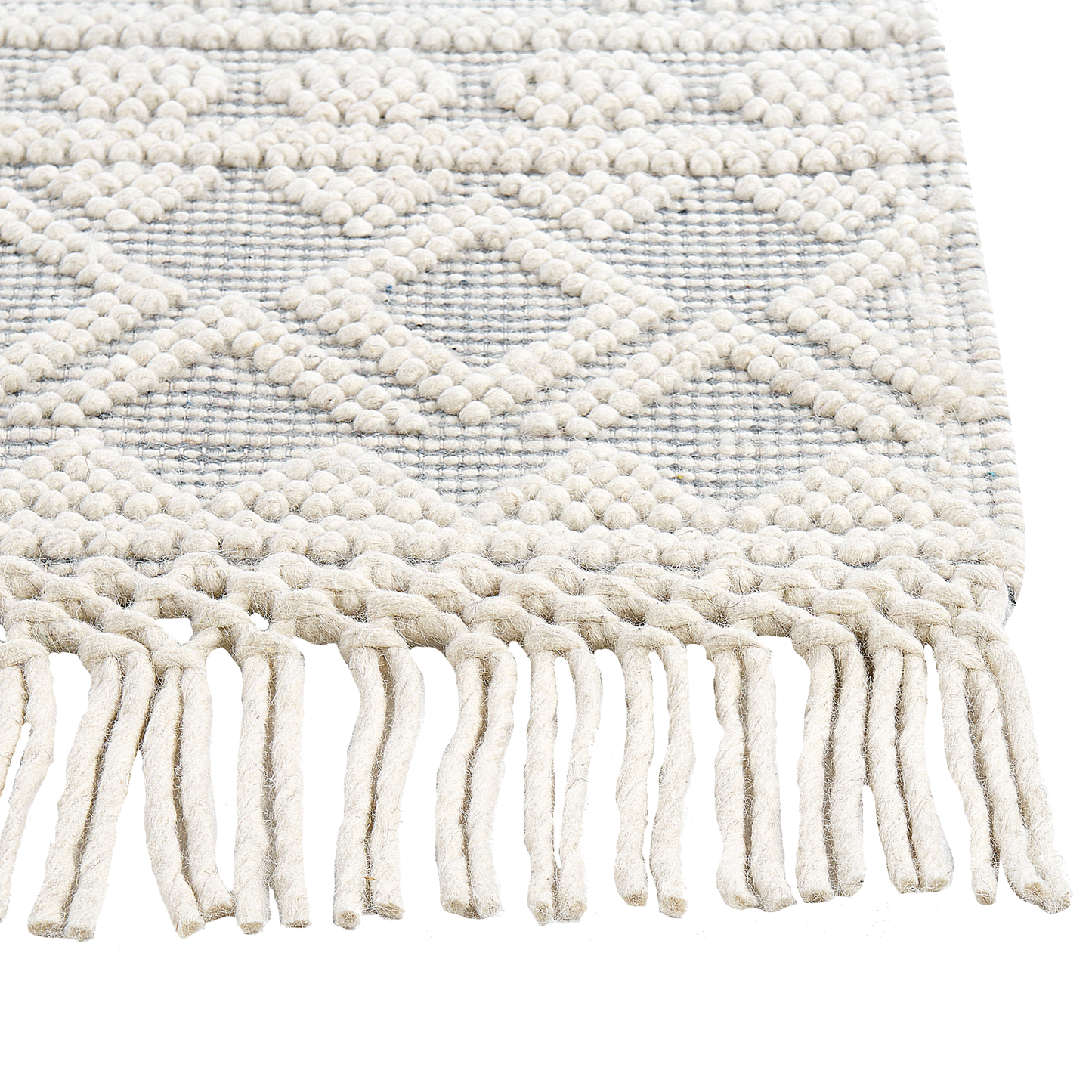 Teppich Wolle beige / grau 160 x 230 cm geometrisches Muster SOLHAN