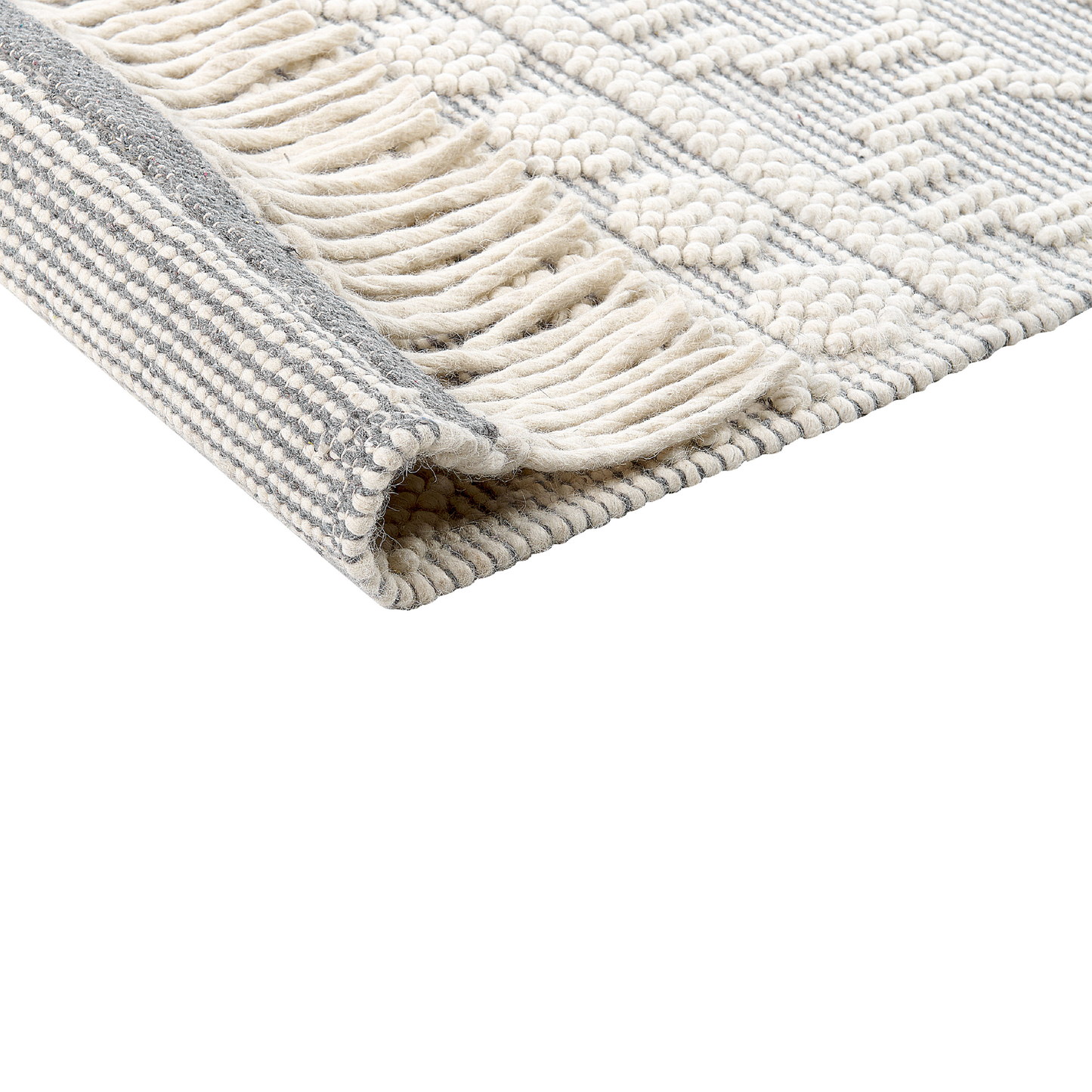 Teppich Wolle beige / grau 160 x 230 cm geometrisches Muster SOLHAN