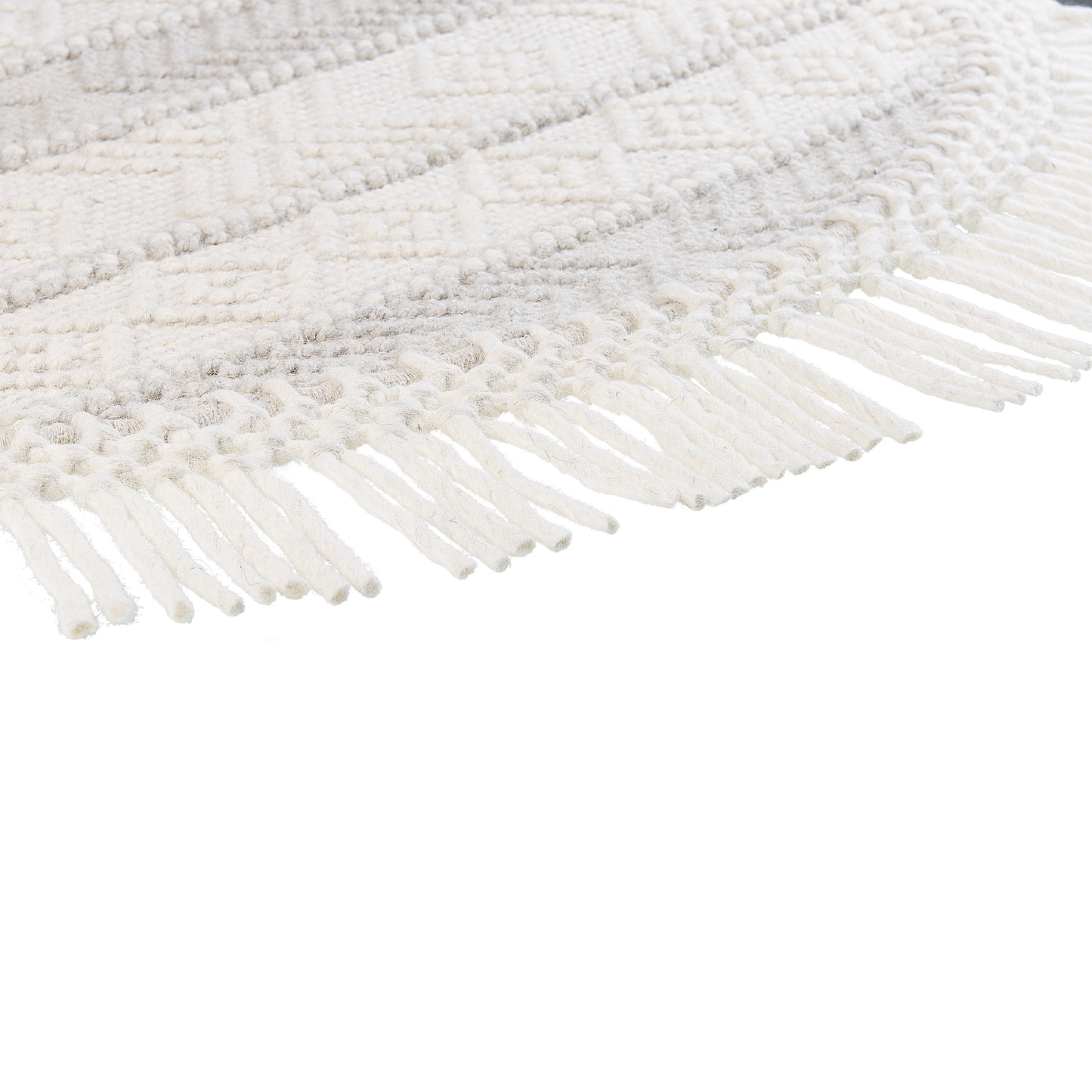 Teppich Wolle beige ⌀ 140 cm Fransen Kurzflor BALTALAR