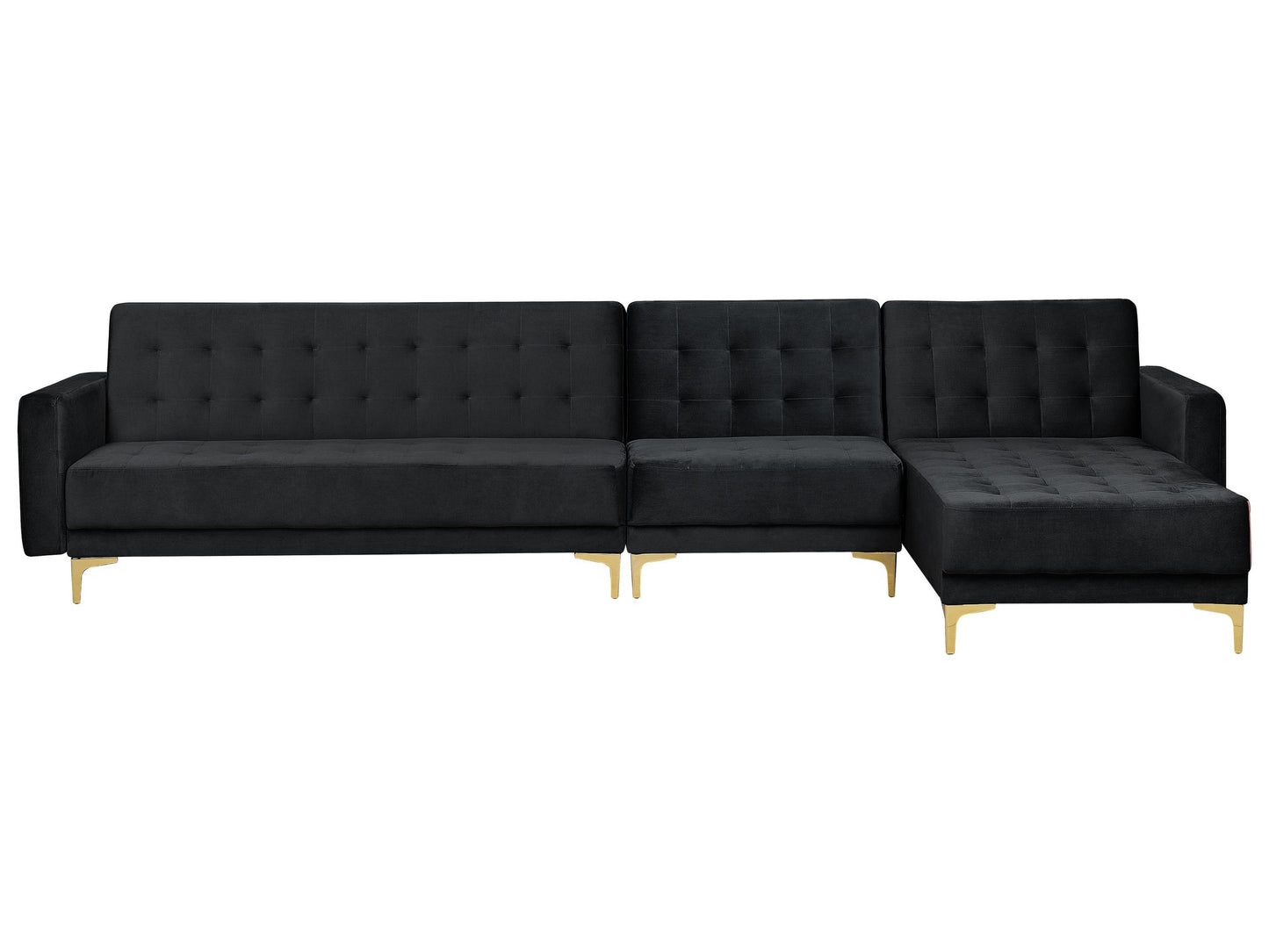 Modulsofa Samtstoff Schlaffunktion schwarz linksseitig ABERDEEN