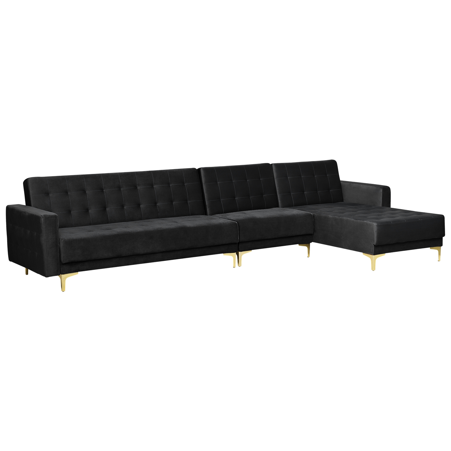 Modulsofa Samtstoff Schlaffunktion schwarz linksseitig ABERDEEN