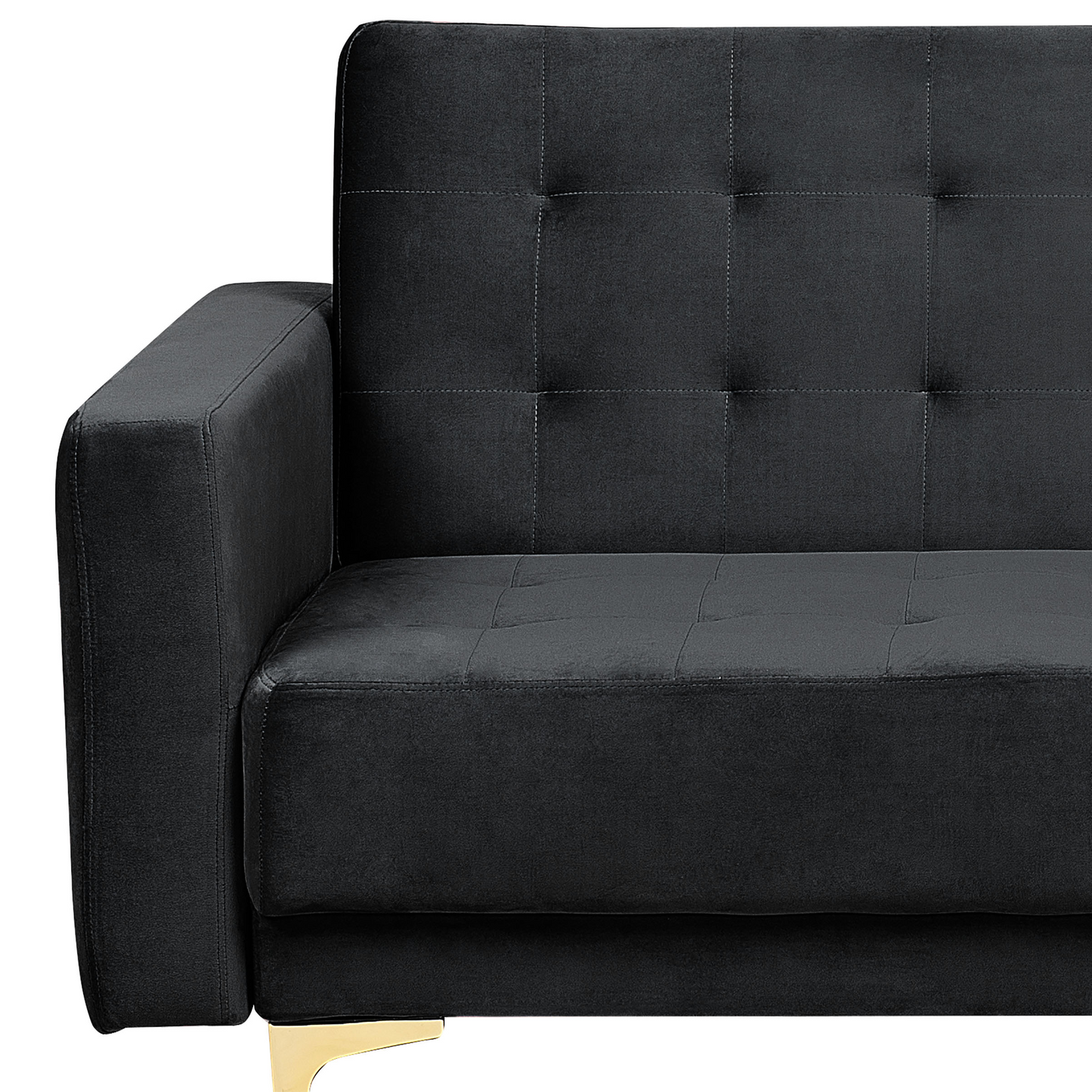 Modulsofa Samtstoff Schlaffunktion schwarz linksseitig ABERDEEN