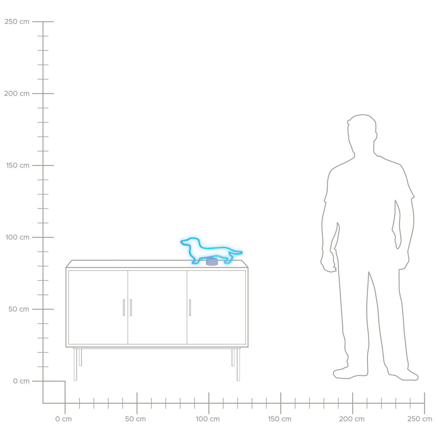 Neonlicht LED Dekofigur blau Hundeform 20 cm FRANCIS