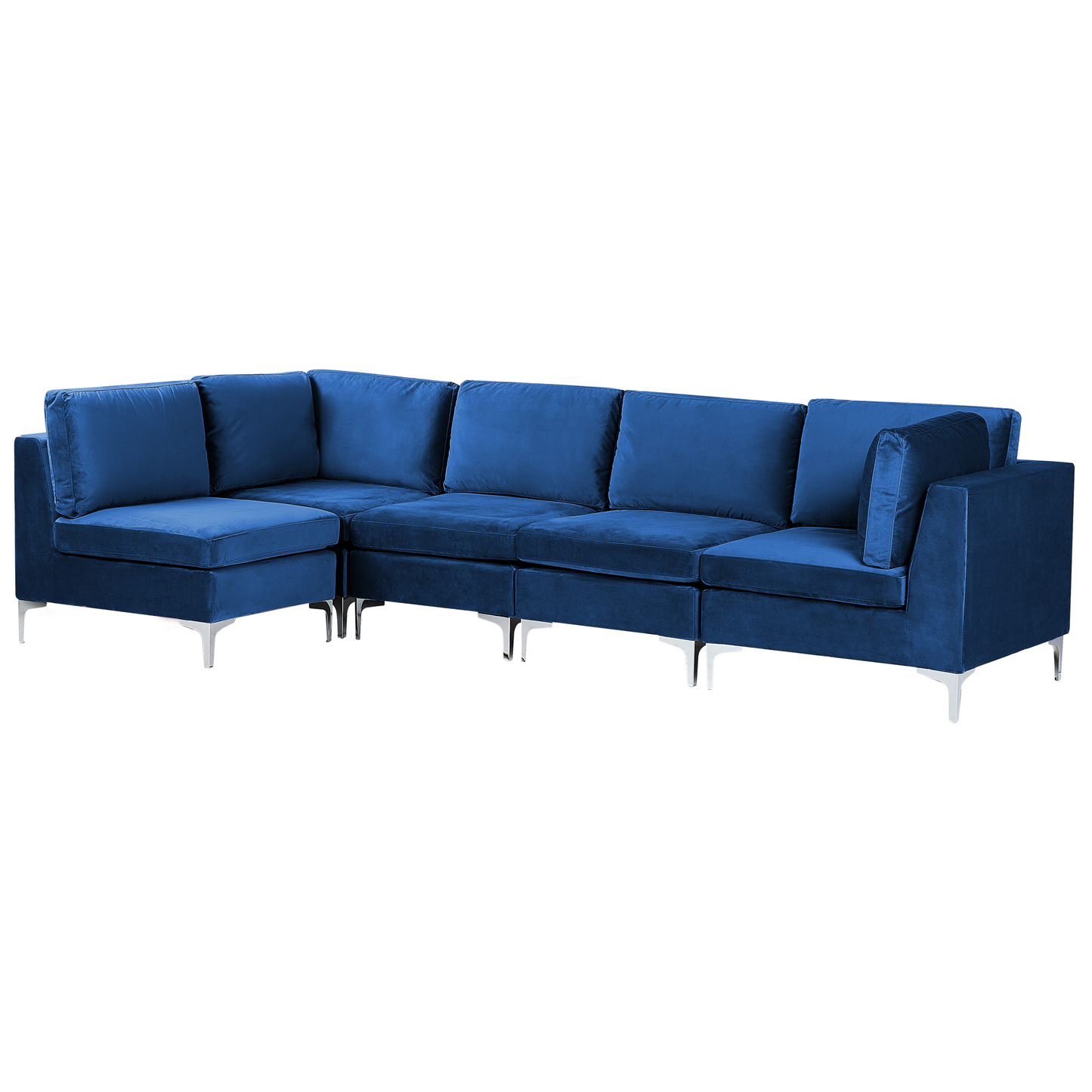 5-Sitzer Ecksofa Samtstoff marineblau rechtsseitig EVJA