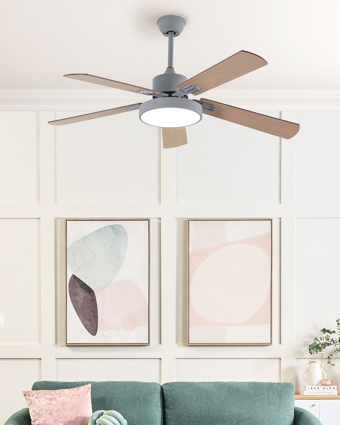 Deckenventilator mit Licht HOBBLE mit Fernbedienung Hellgrau