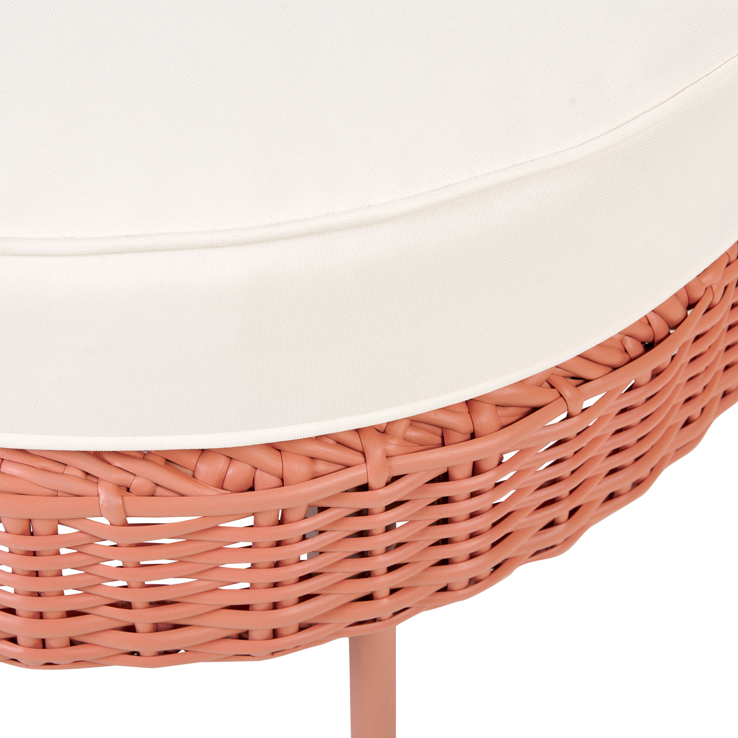 Gartensessel mit Ottomane ARCILLE Polyrattan Pfirsichrosa